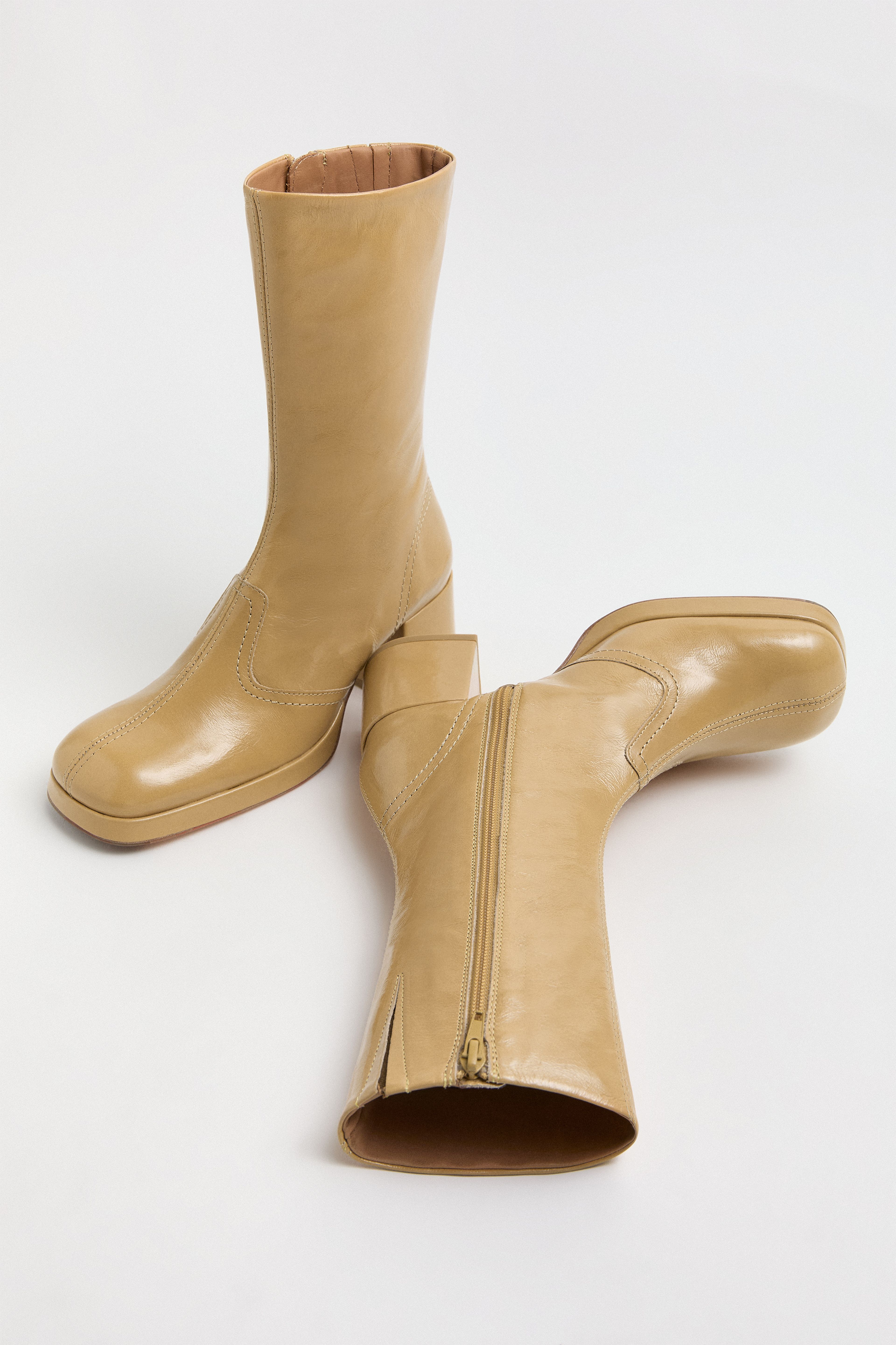 Cass Boots Toffee Crinkle Leather | Miista | Designed & Handmade in Europe