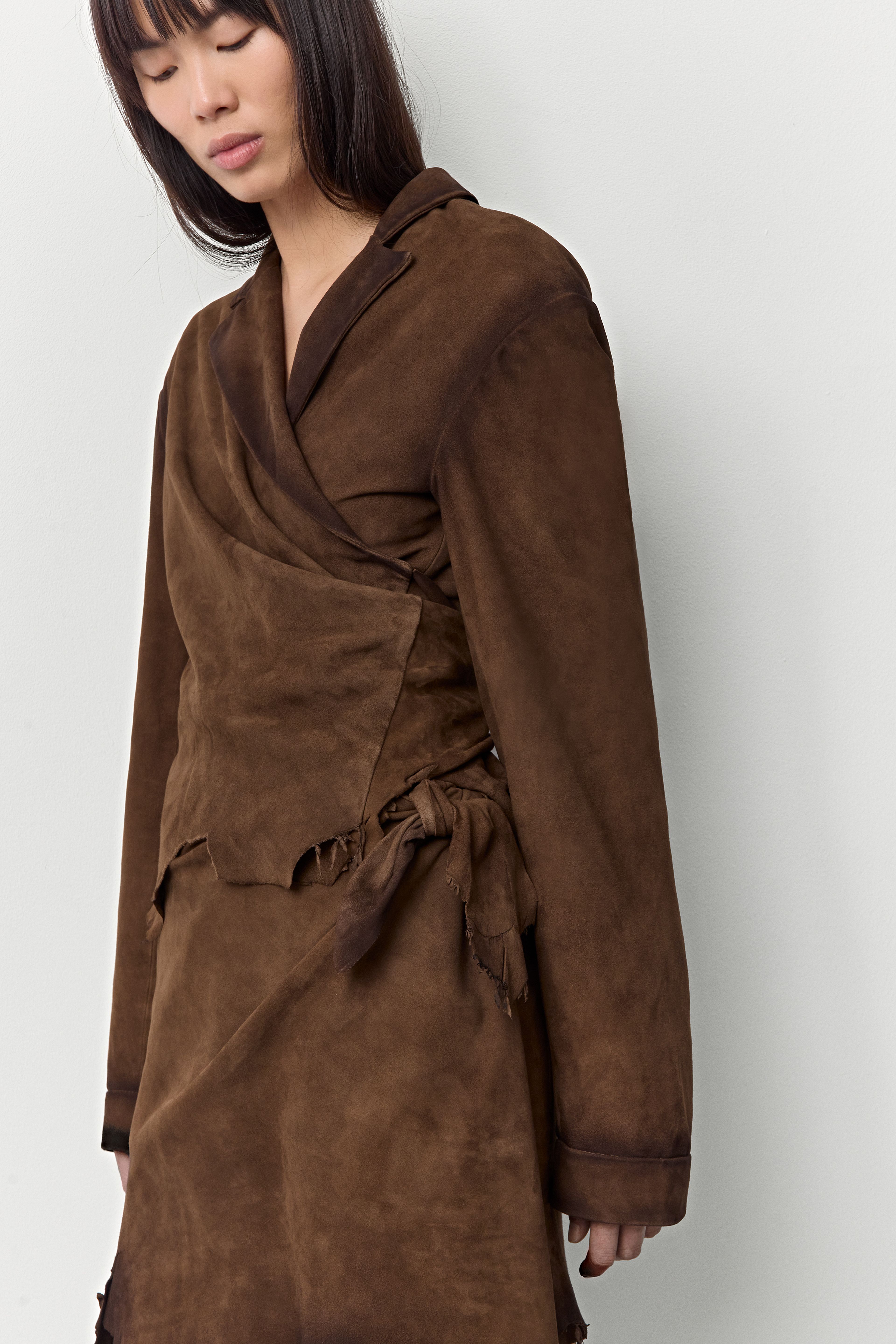 Steph Tan Wrapped Leather Jacket | Miista | Designed & Handmade in Europe