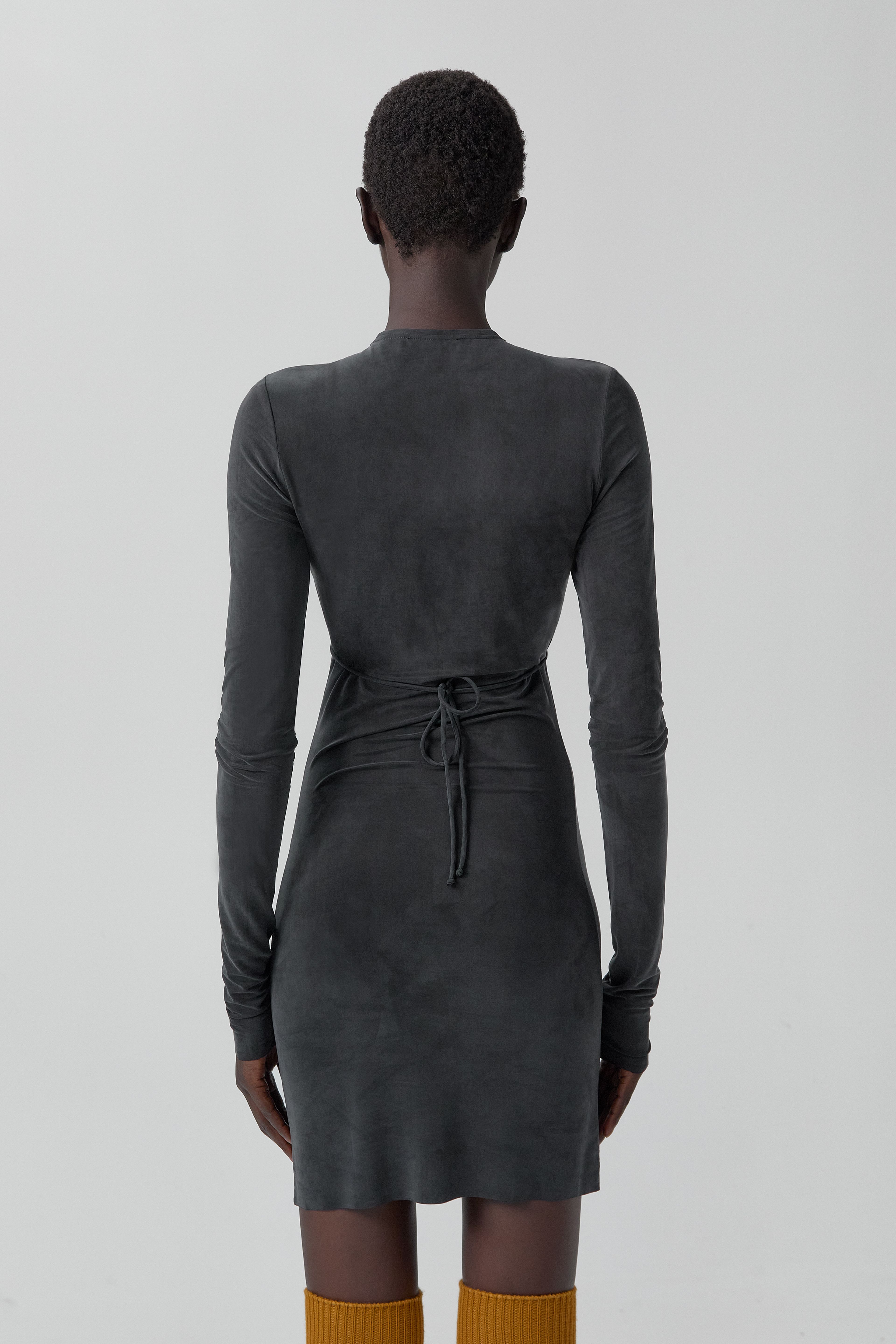 Alicja Dress - Washed Black Ribbed Cupro | Miista | Designed & Handmade in Europe
