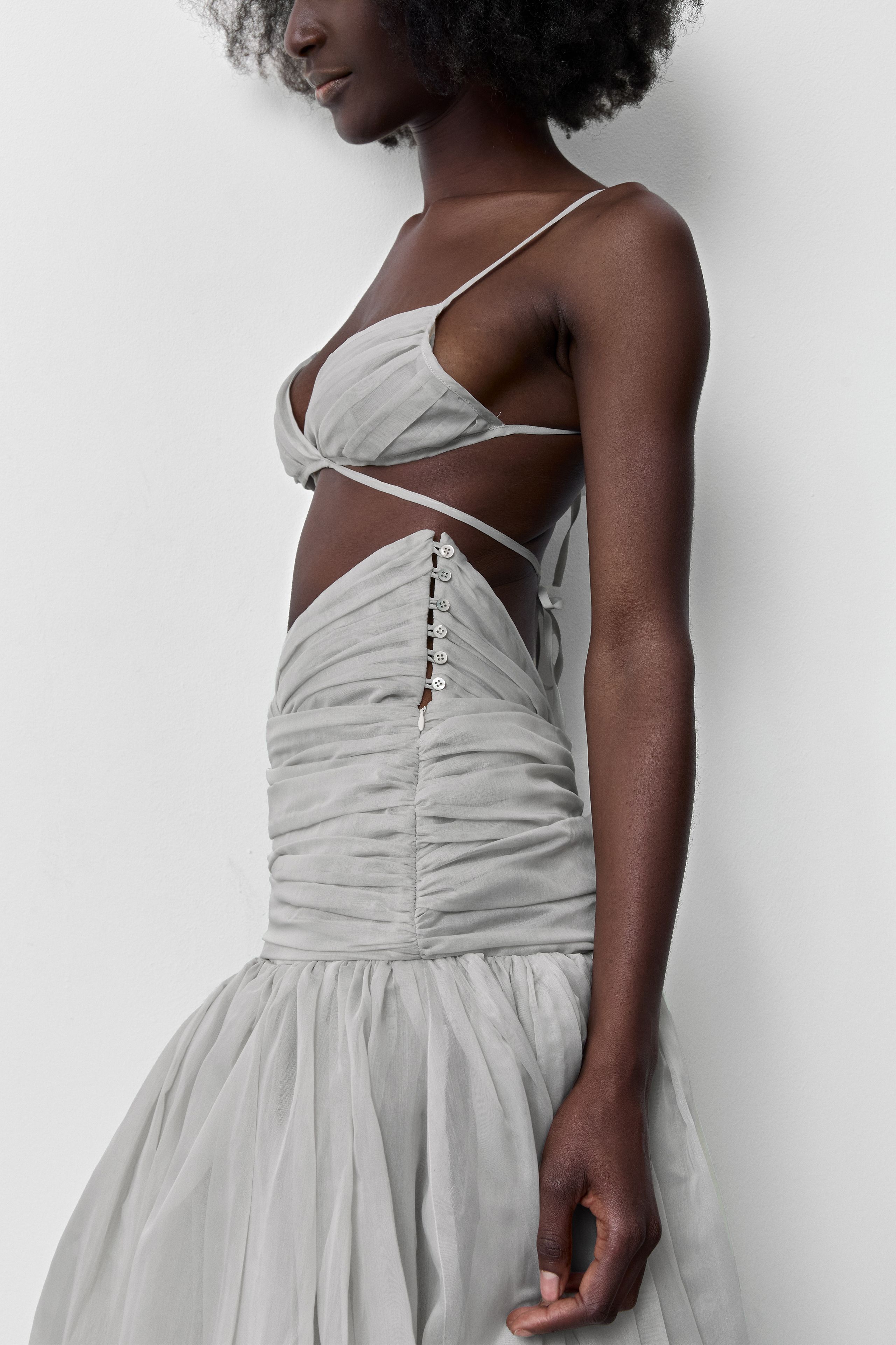 Adrienne Skirt - Pearl Grey Balloon Sheer | Miista