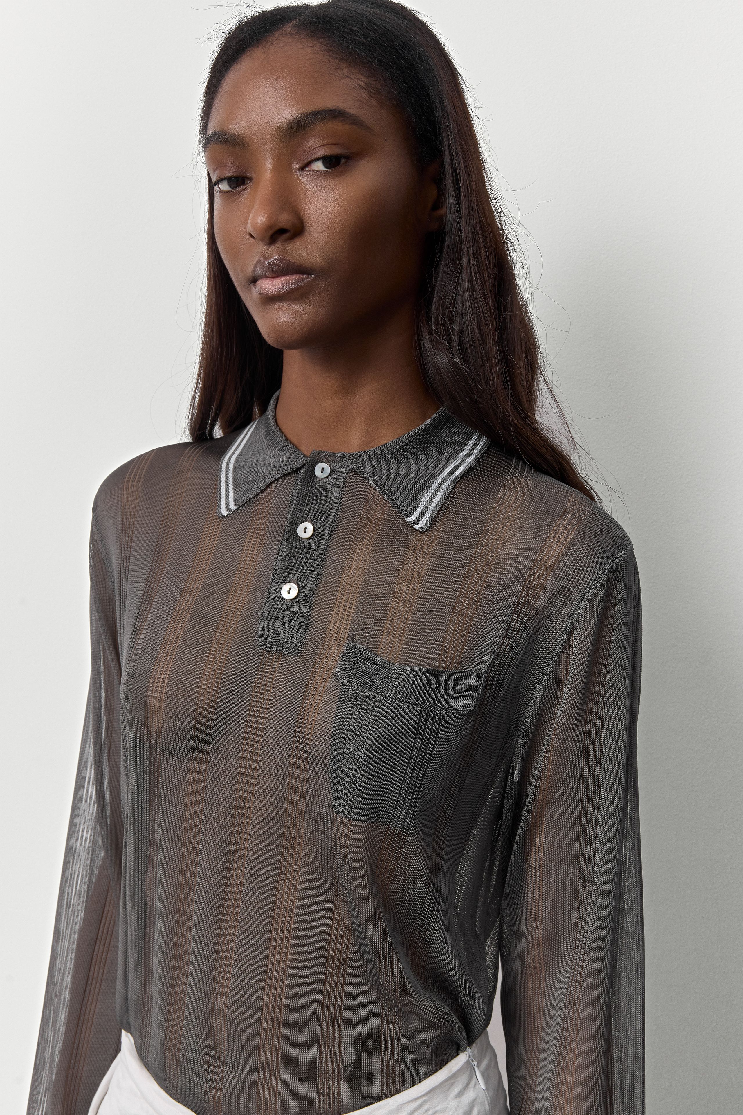 Rufa Cement Grey Polo Knitted Jumper | Miista | Designed & Handmade in Europe