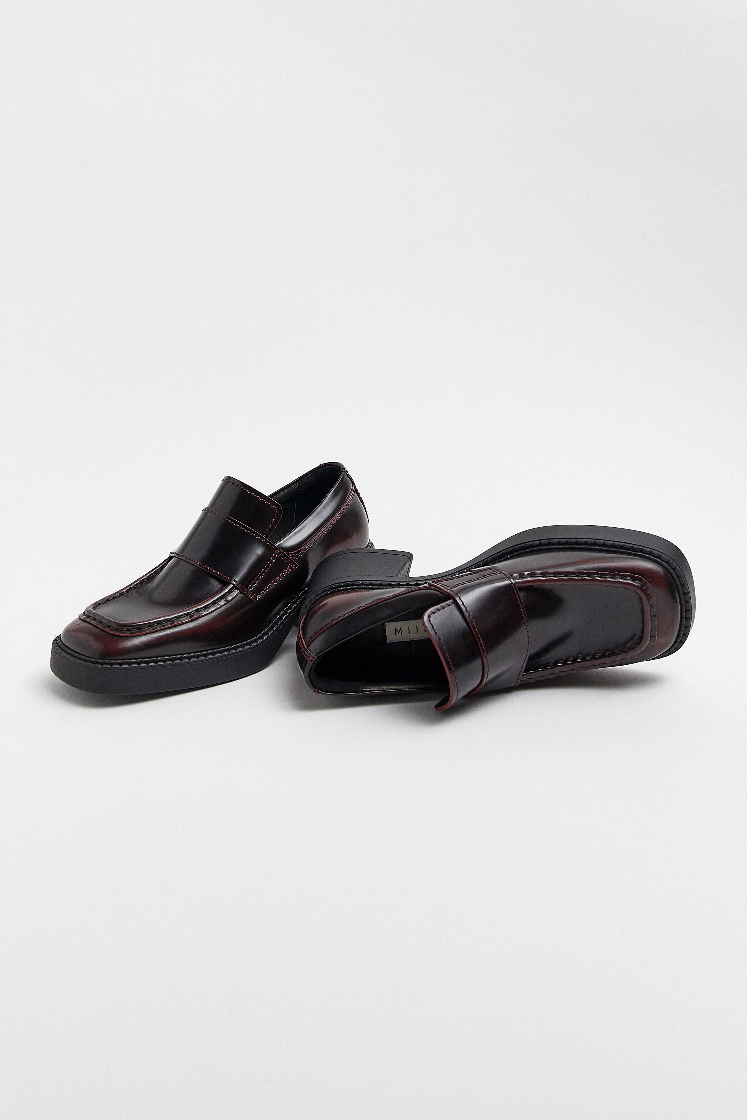 Karina Burgundy Black Loafers | Miista