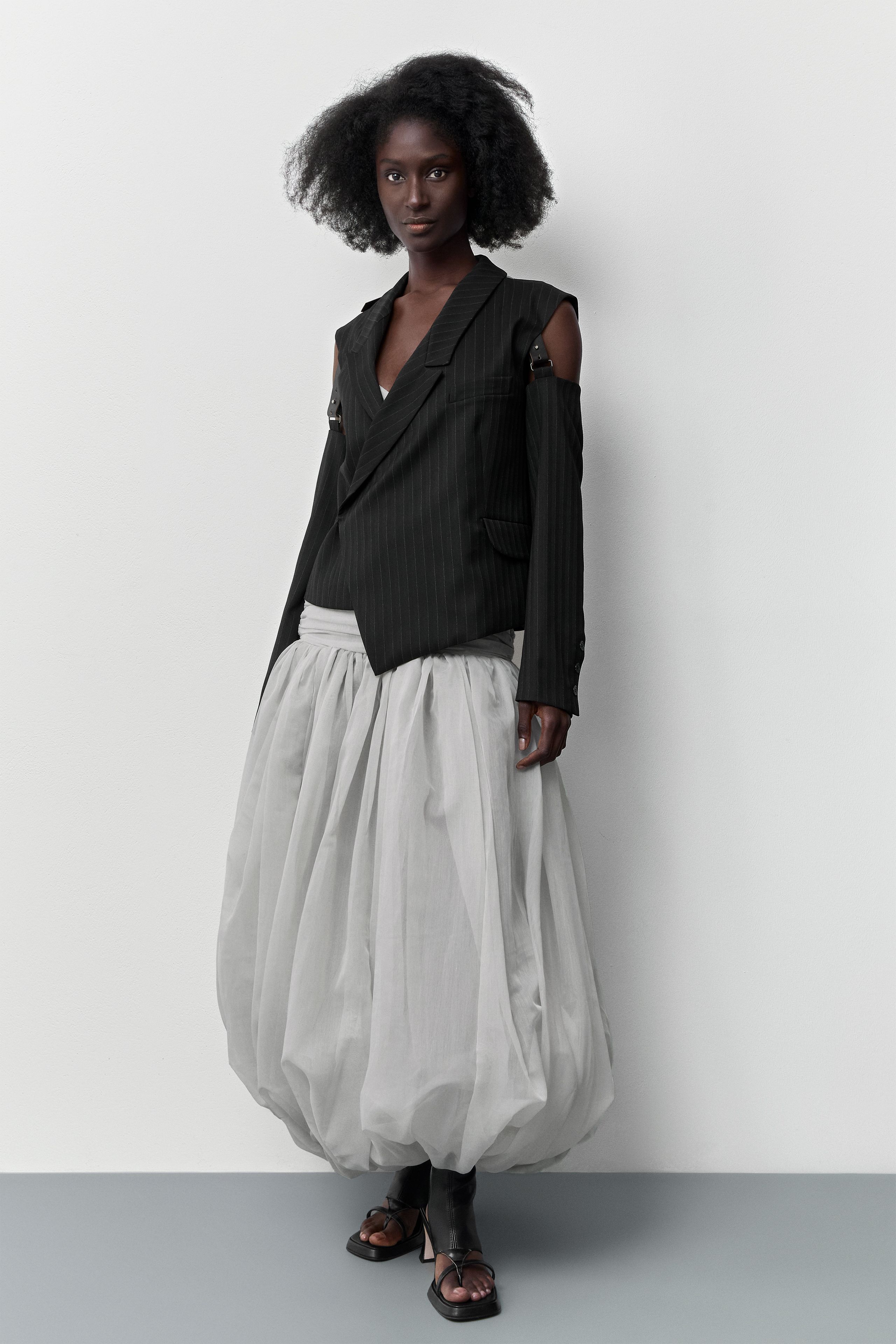 Adrienne Skirt - Pearl Grey Balloon Sheer | Miista