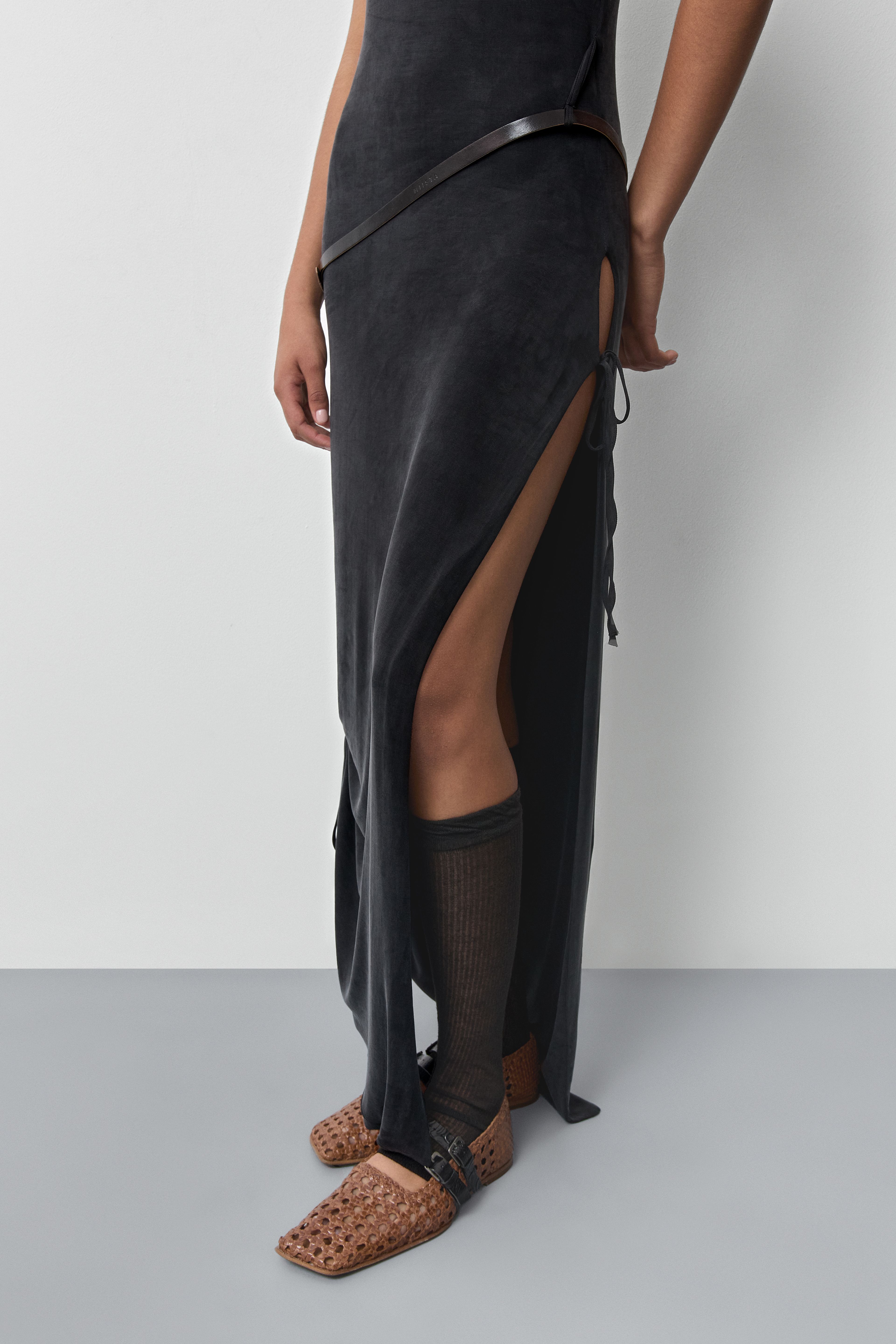 Sidra Asymmetric Black Long Dress | Miista | Designed & Handmade in Europe