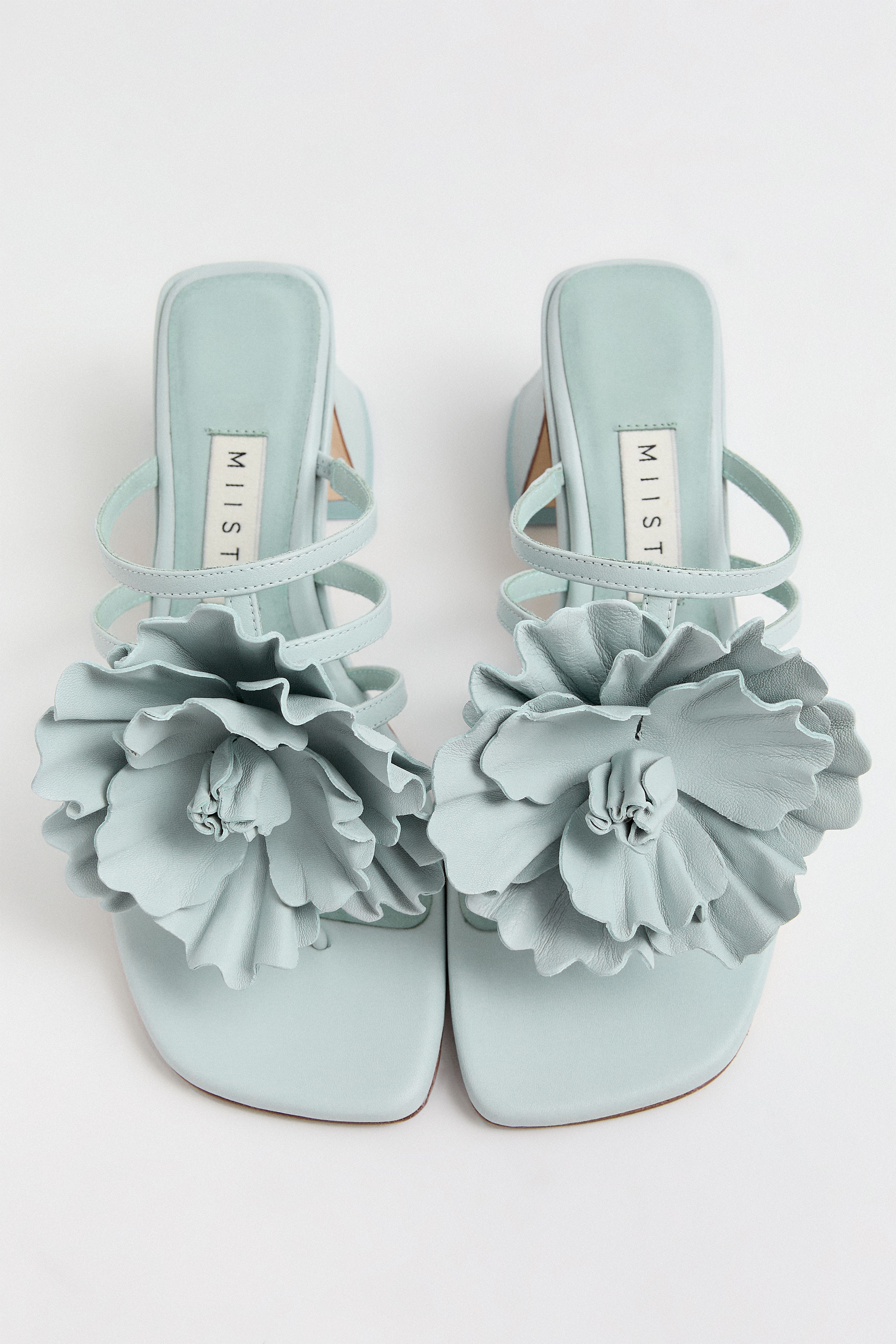 Hara Mint Leather Flower Sandals | Miista | Designed & Handmade in Europe