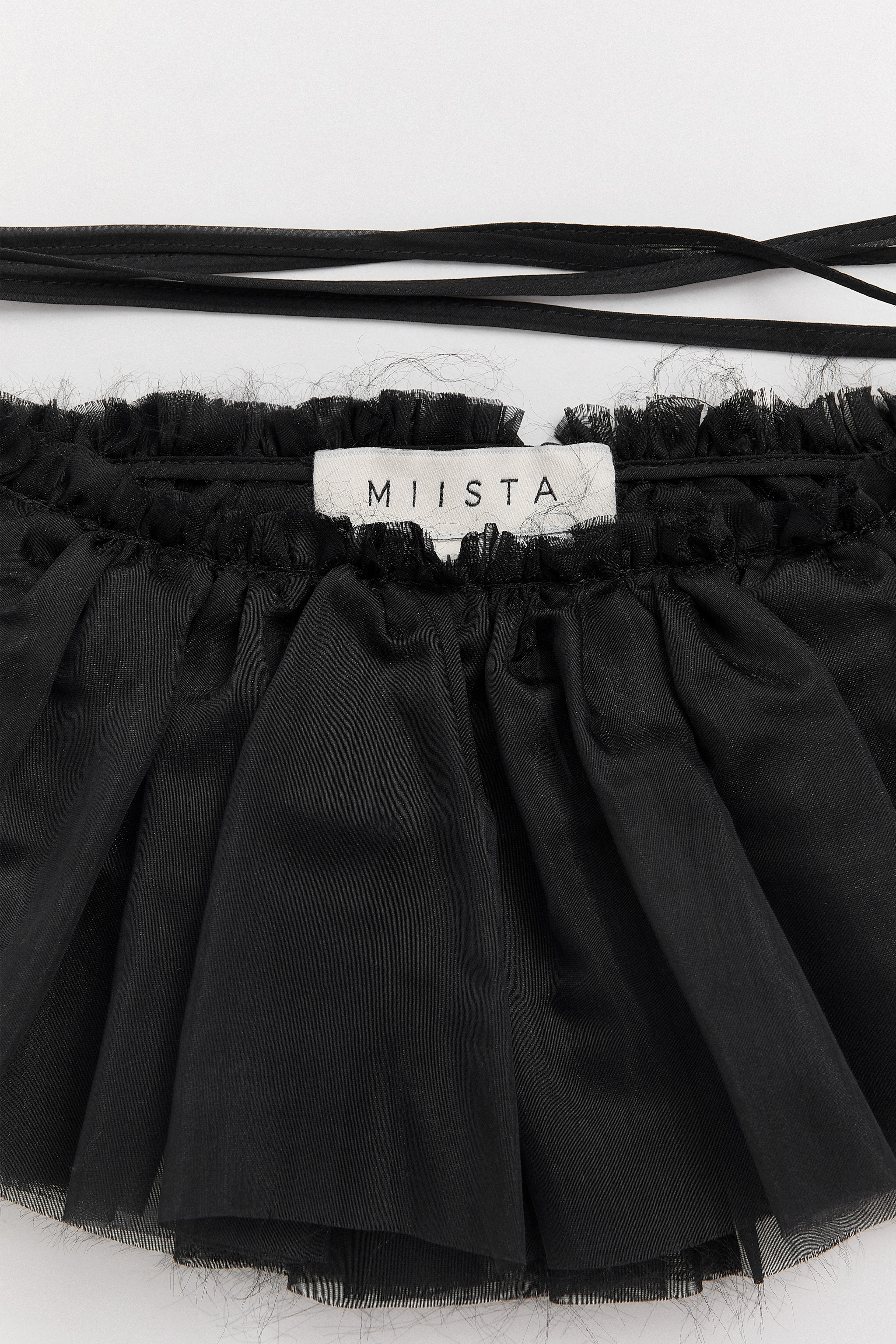 Vanny Black Sheer Ruffle| Miista | Designed & Handmade in Europe