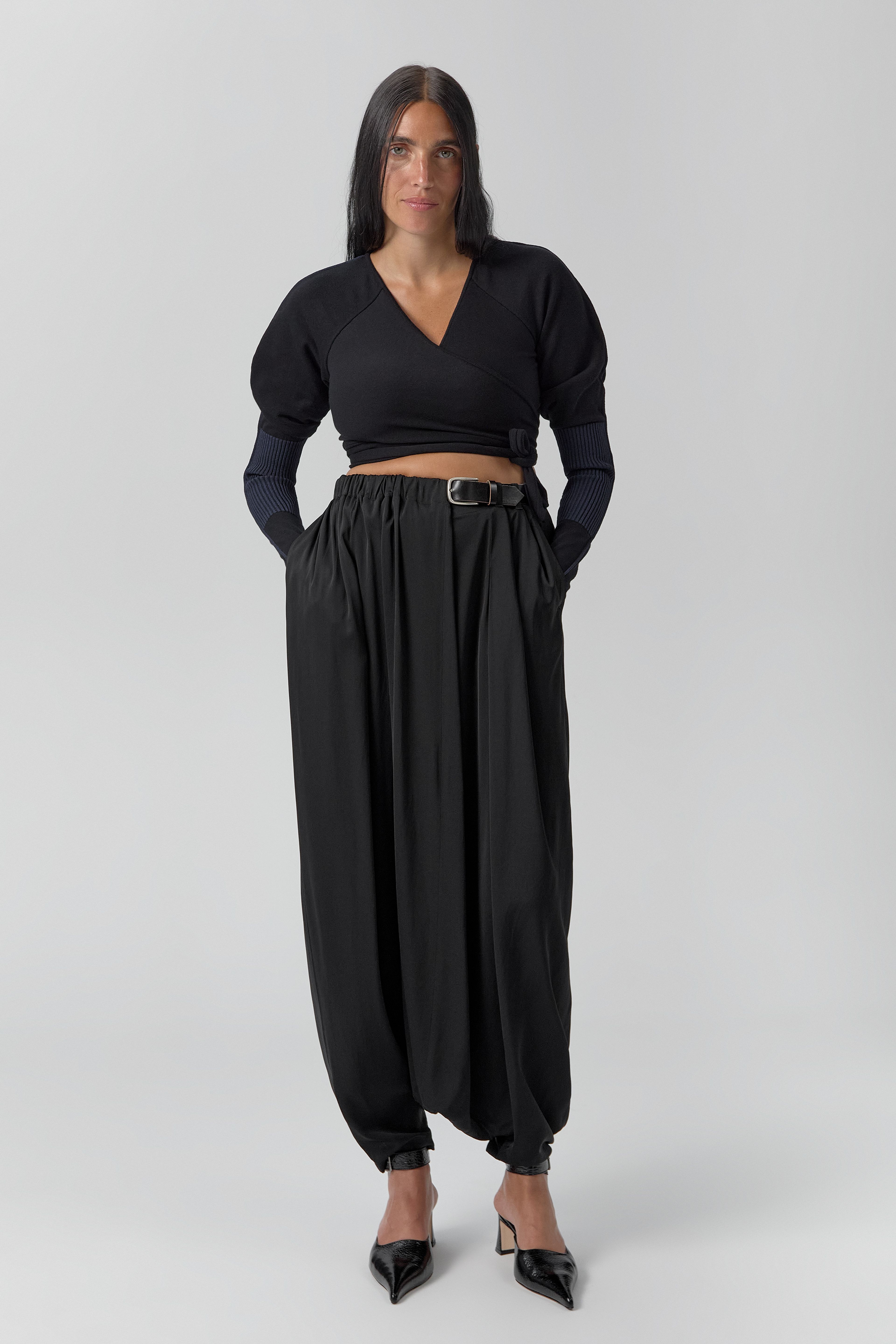 Gina Trousers - Washed Black Cupro | Miista | Designed & Handmade in Europe