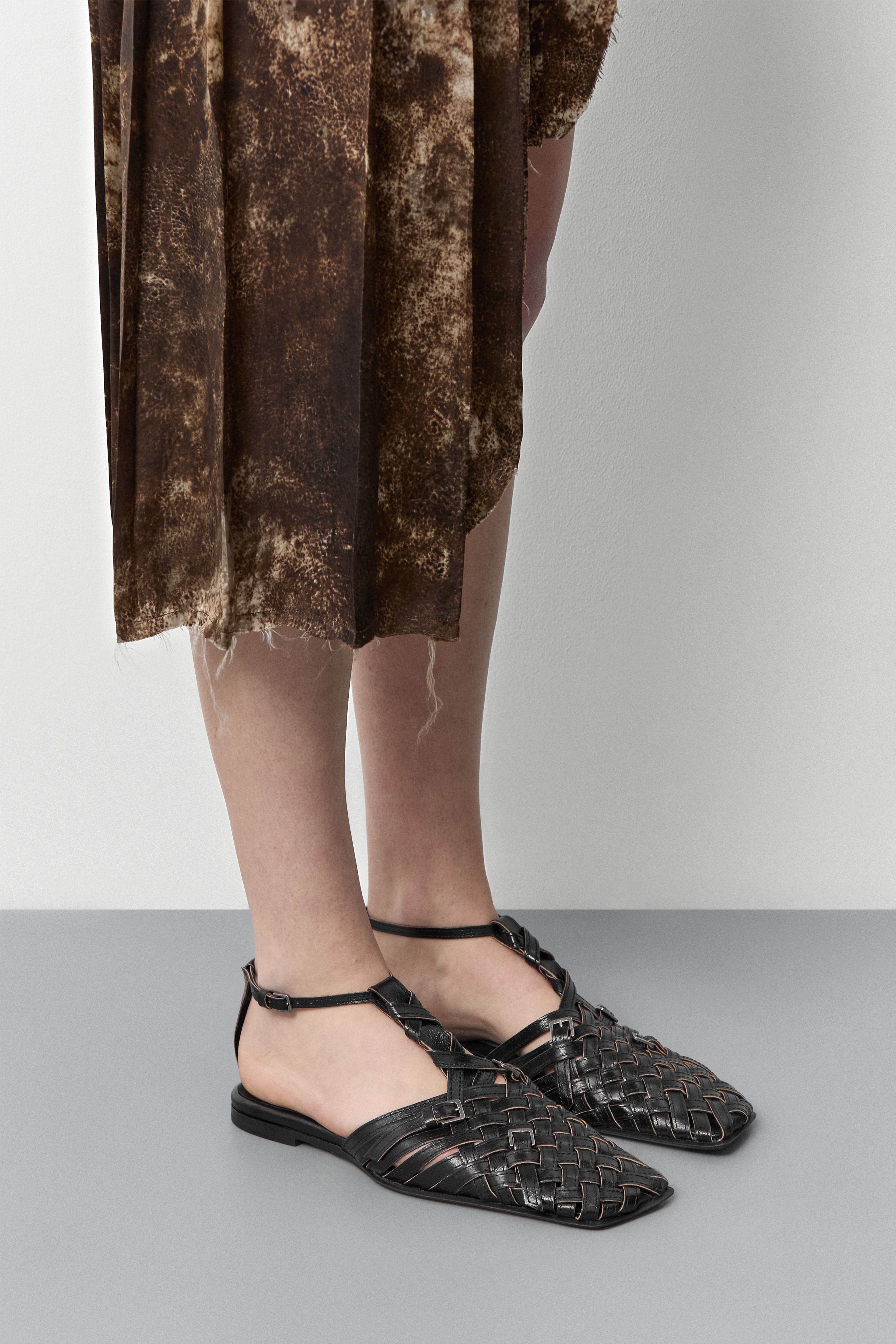 Mayra Black Woven Leather Sandals | Miista | Designed & Handmade in Europe