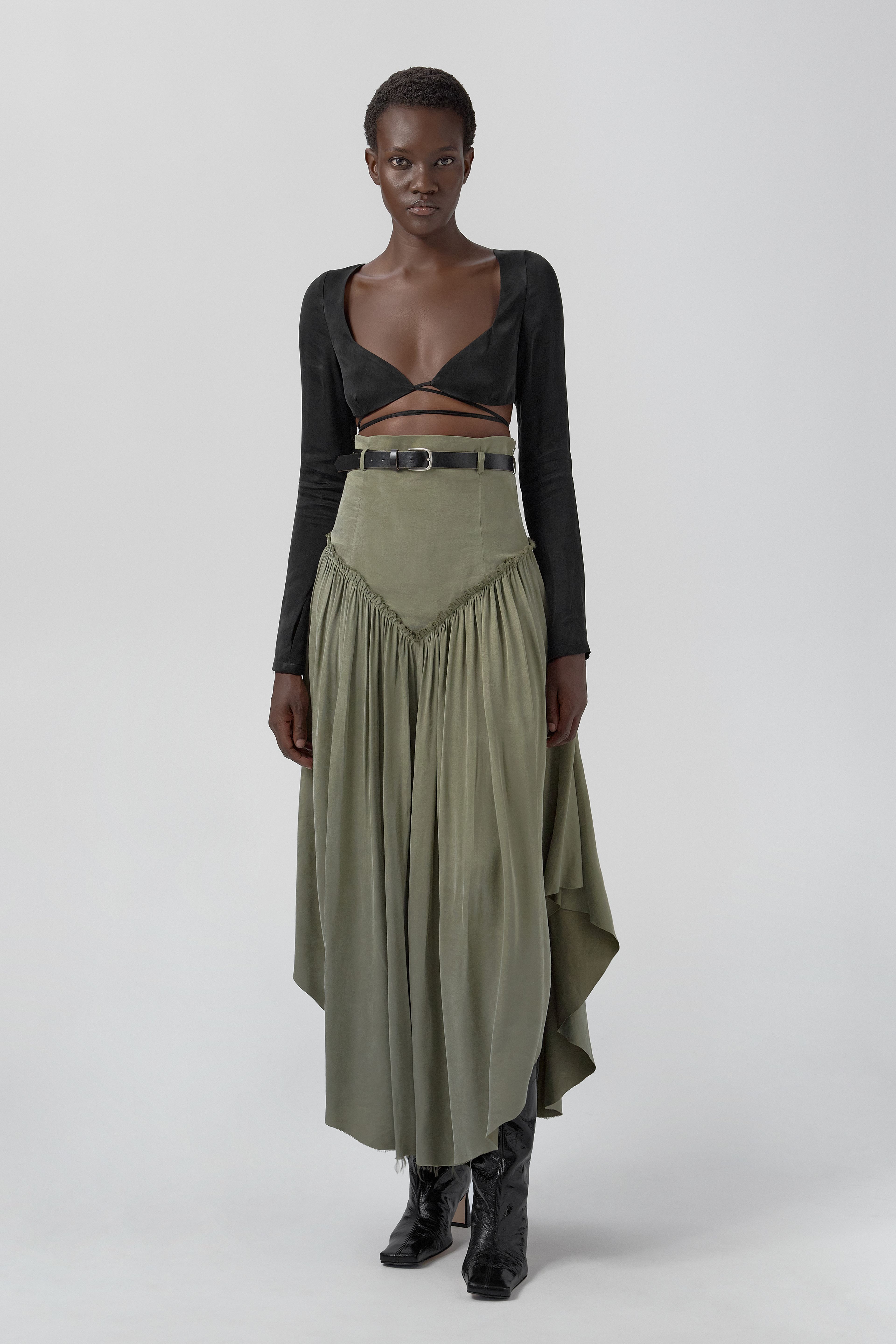 Frida Top - Washed Black Cupro | Miista | Designed & Handmade in Europe