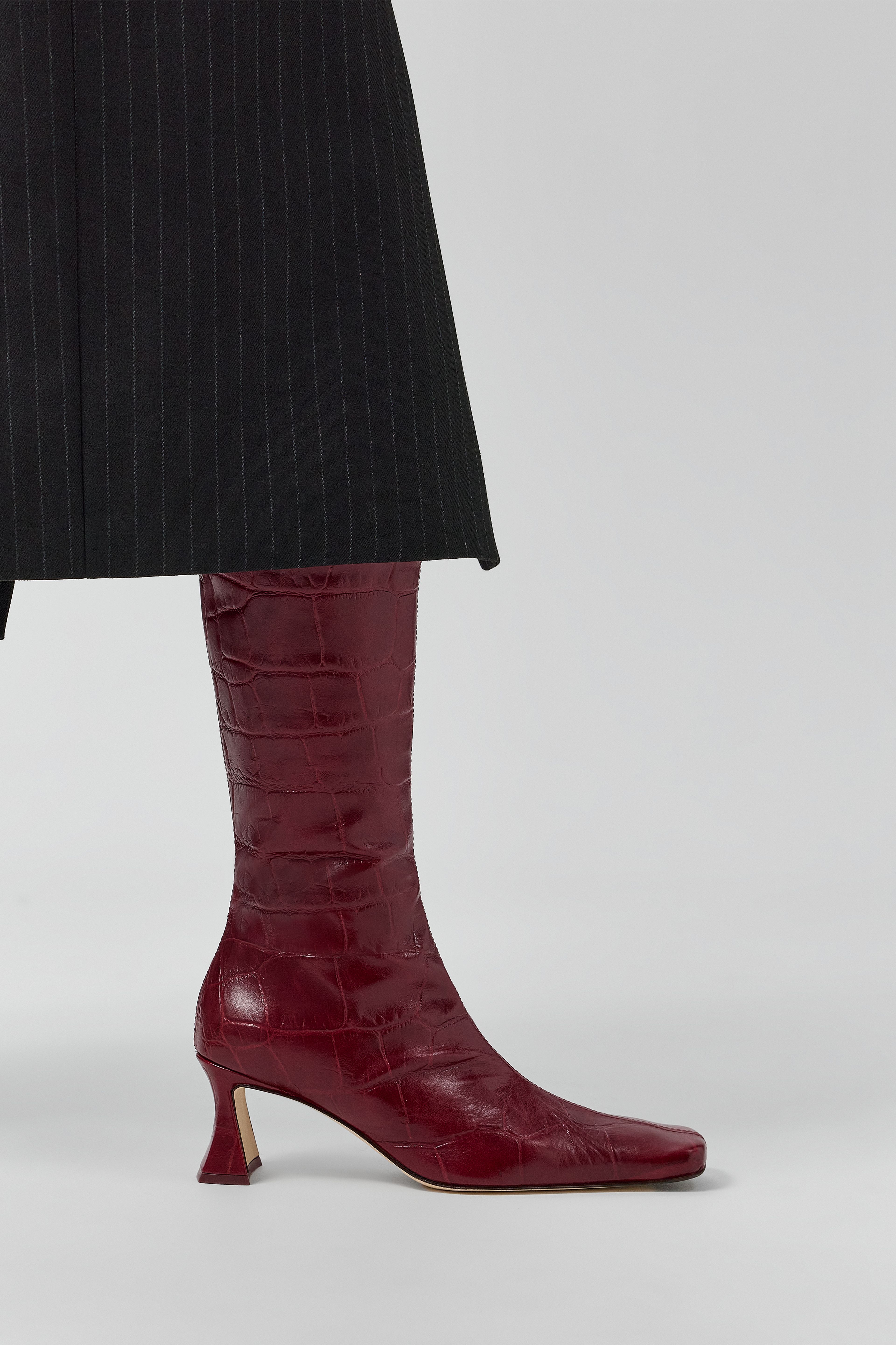 Araxi Boots -  Red Croc Embossed Leather  | Miista | Designed & Handmade in Europe
