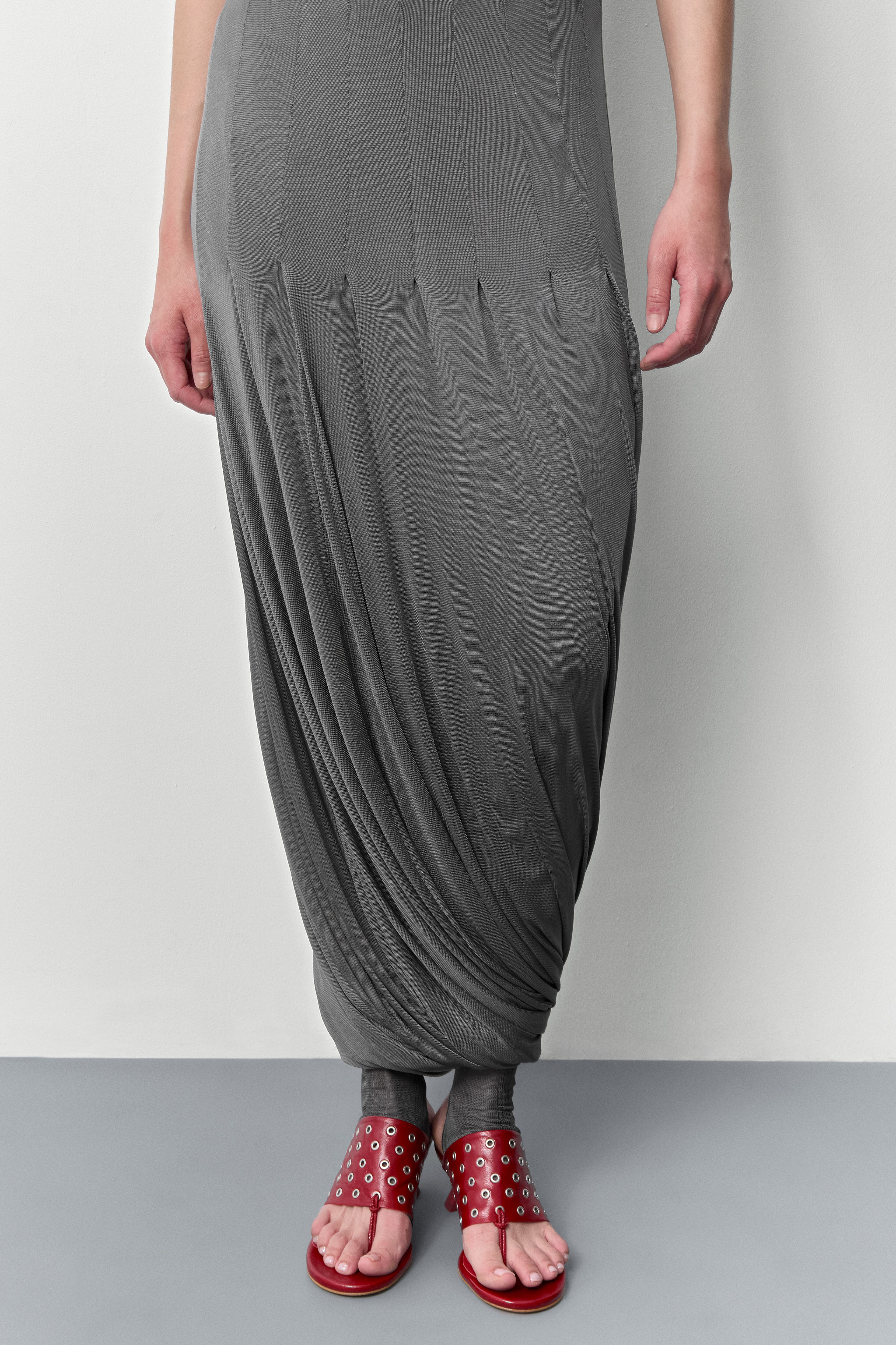 Nyah Dark Grey Twisted Balloon Dress | Miista | Designed & Handmade in Europe