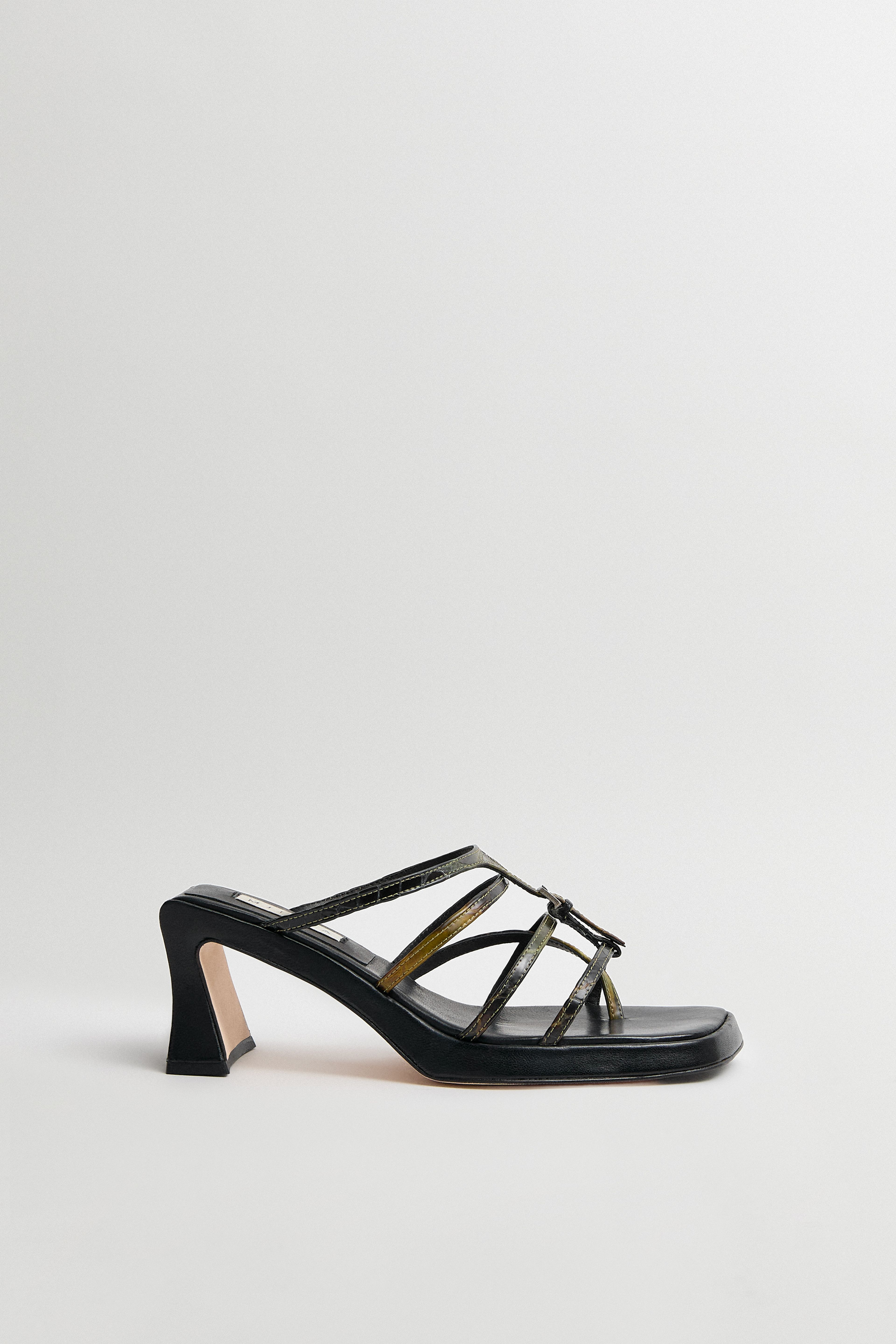 Indi Green Snake Black Strappy Sandals | Miista | Designed & Handmade in Europe