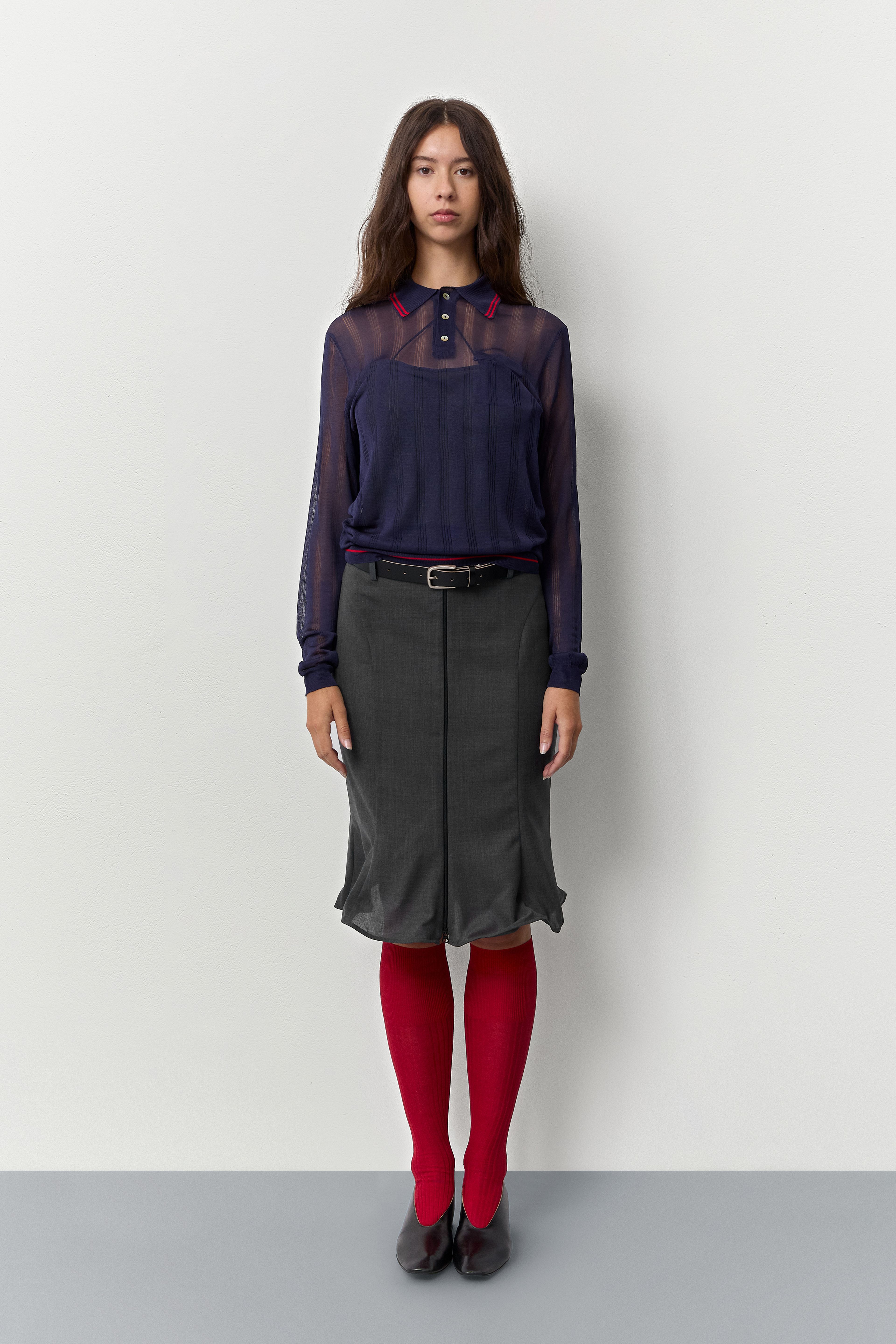 Rufa Deep Blue Polo Knitted Jumper | Miista | Designed & Handmade in Europe