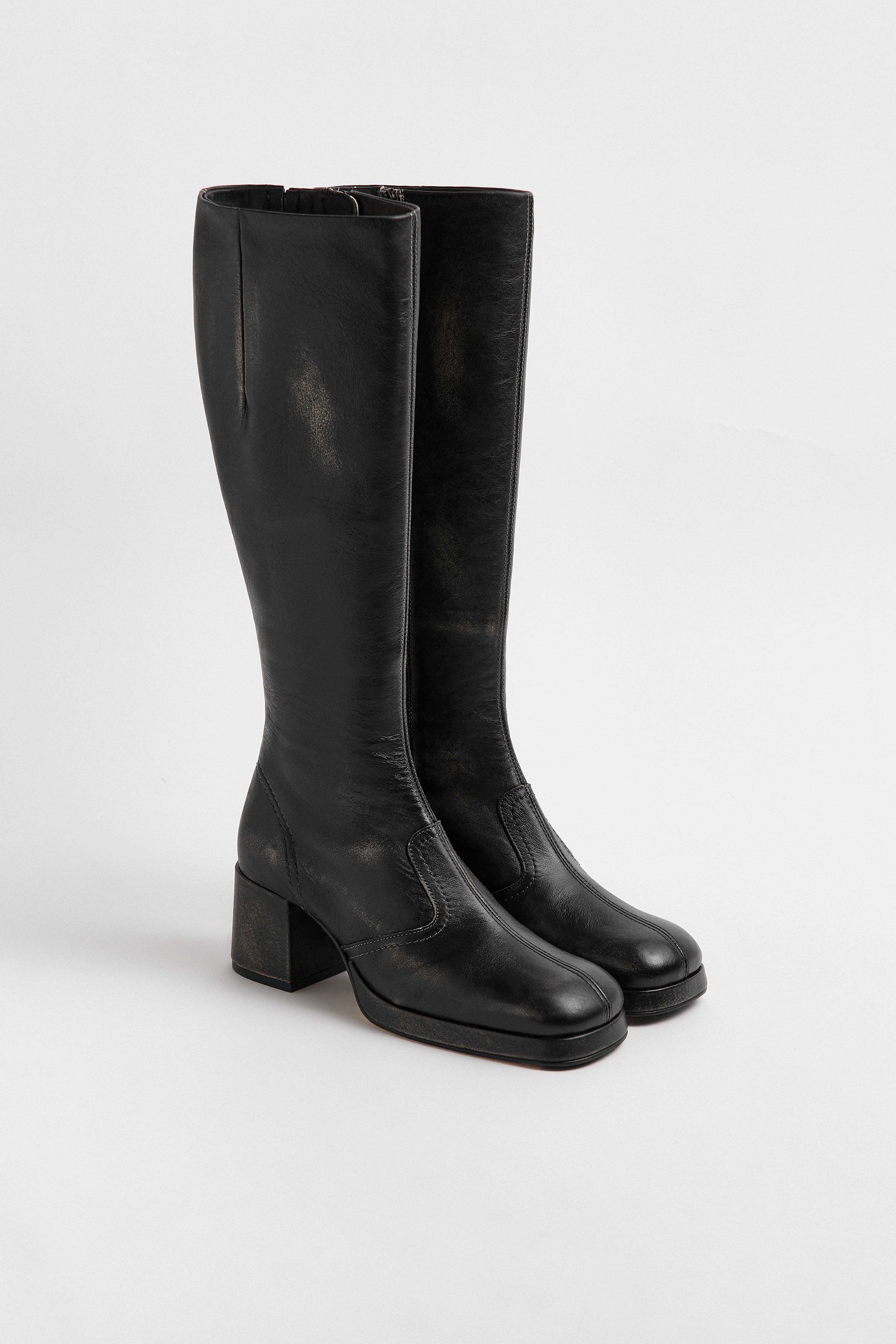 Donna Boots -  Black Brush Off Leather | Miista | Designed & Handmade in Europe