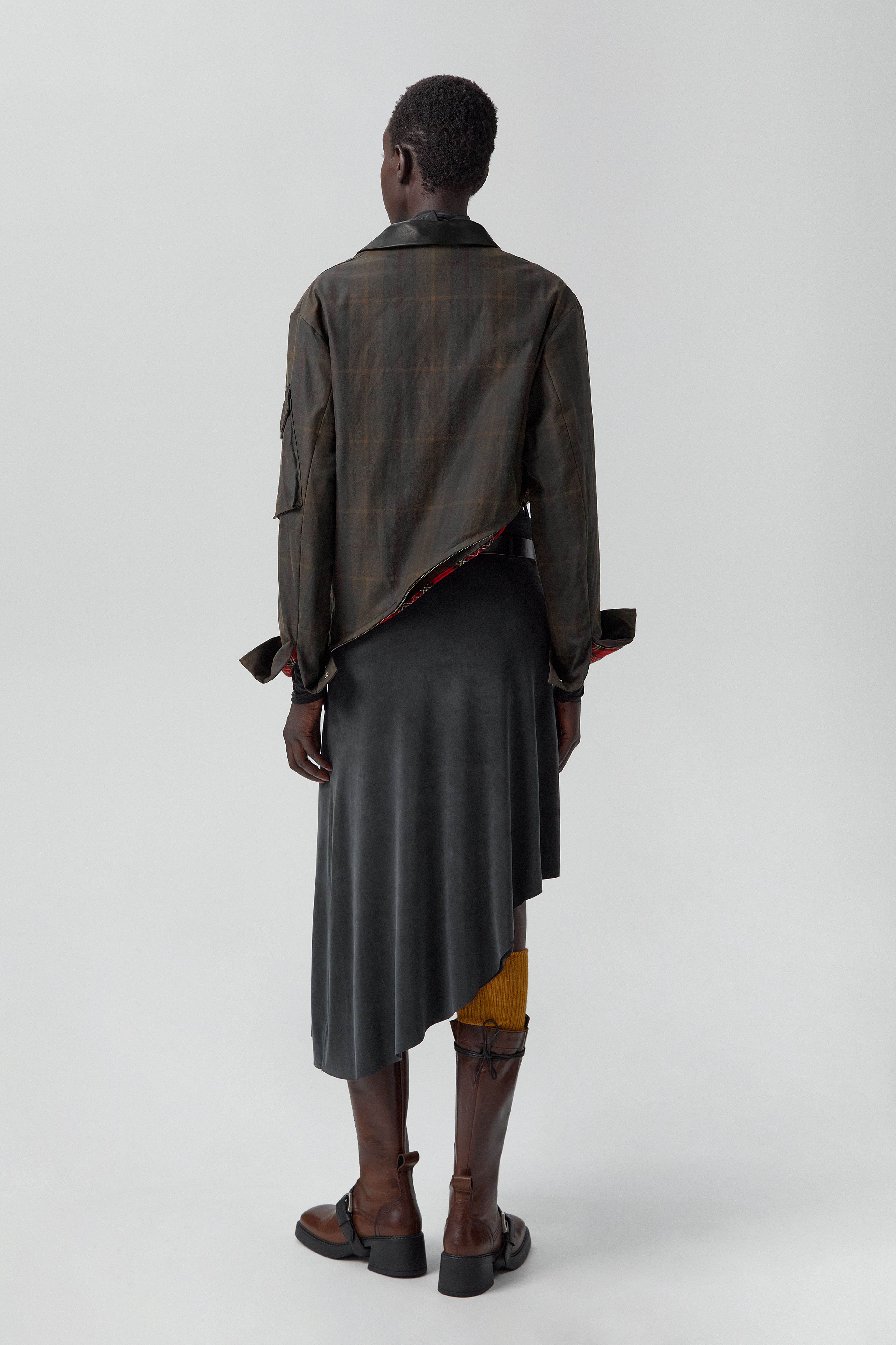 Marla Brown Checked Detachable Jacket | Miista | Designed & Handmade in Europe