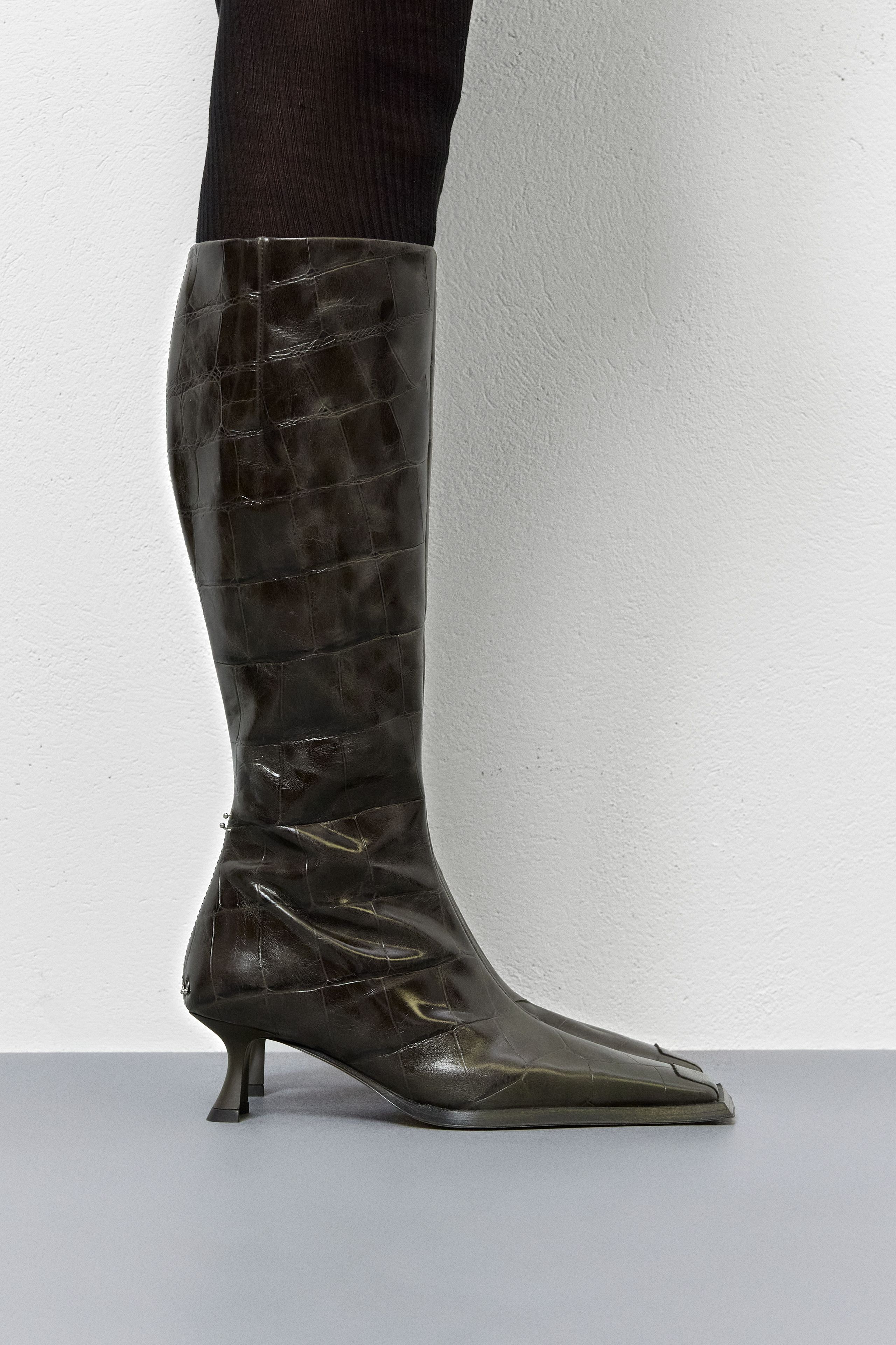 Alfreda Khaki Coco Tall Boots | Miista | Designed & Handmade in Europe
