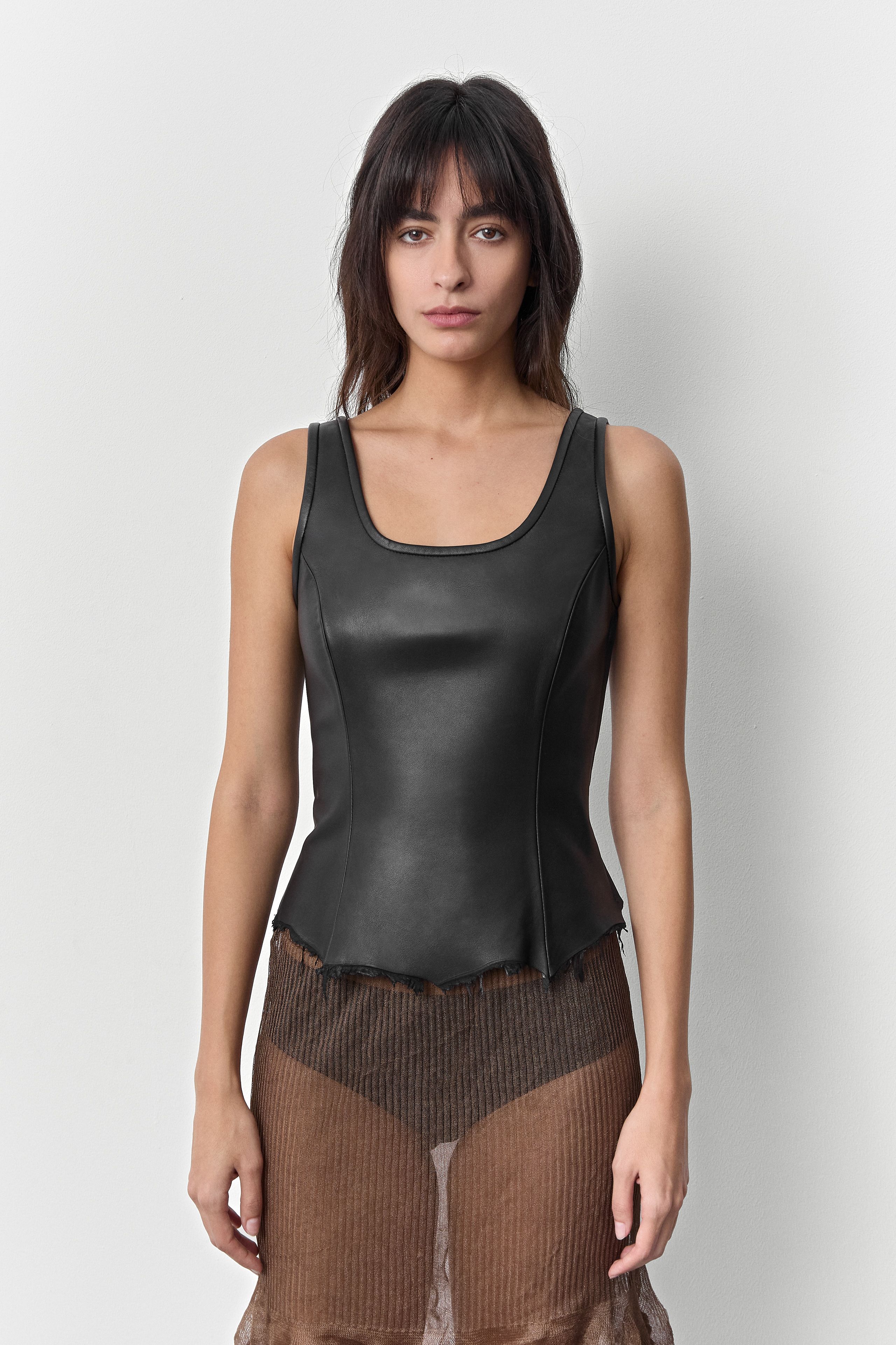 Neda Black Leather Top | Designed & Handmade in Europe