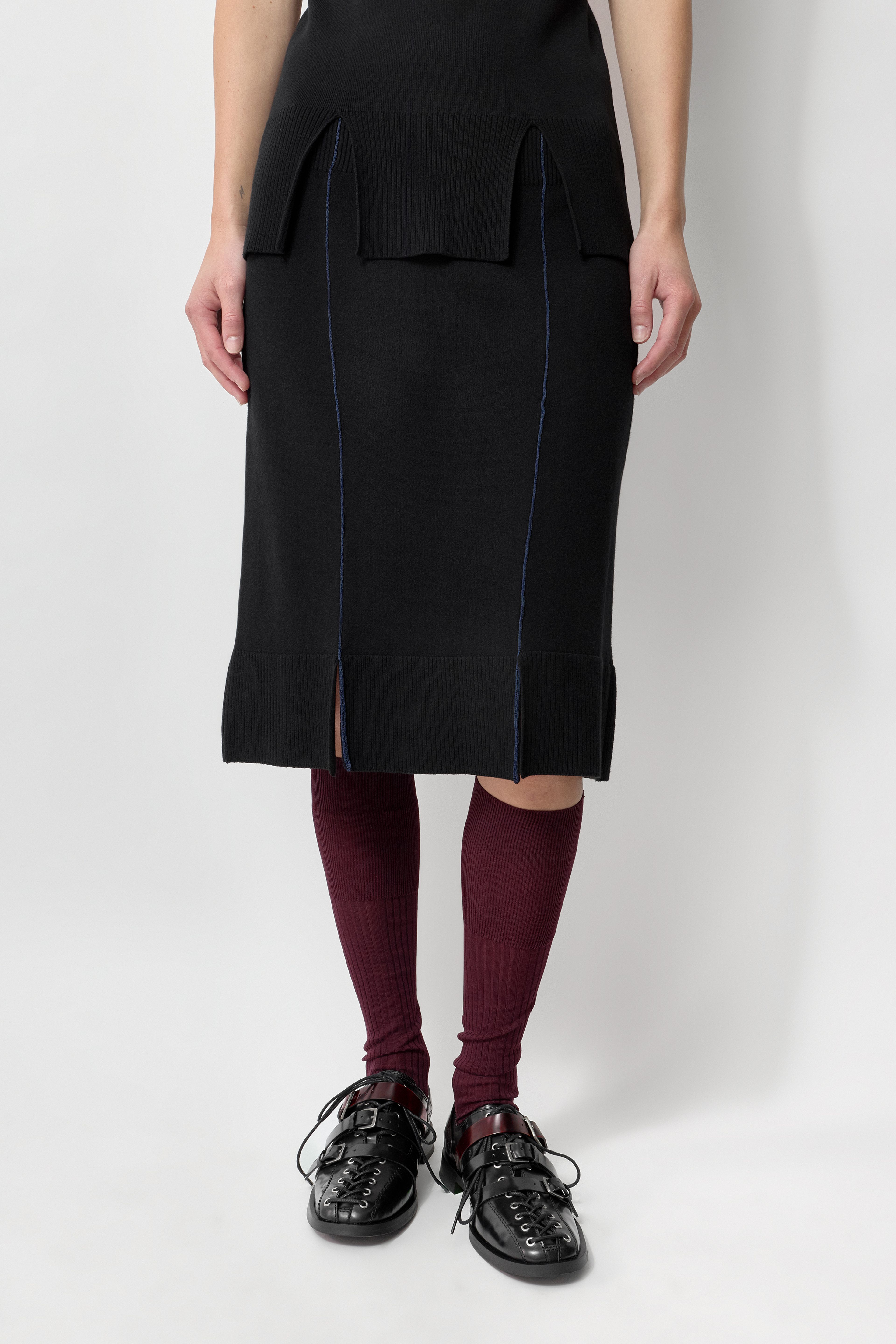 Ana Skirt - Black Viscose Knit | Miista | Designed & Handmade in Europe