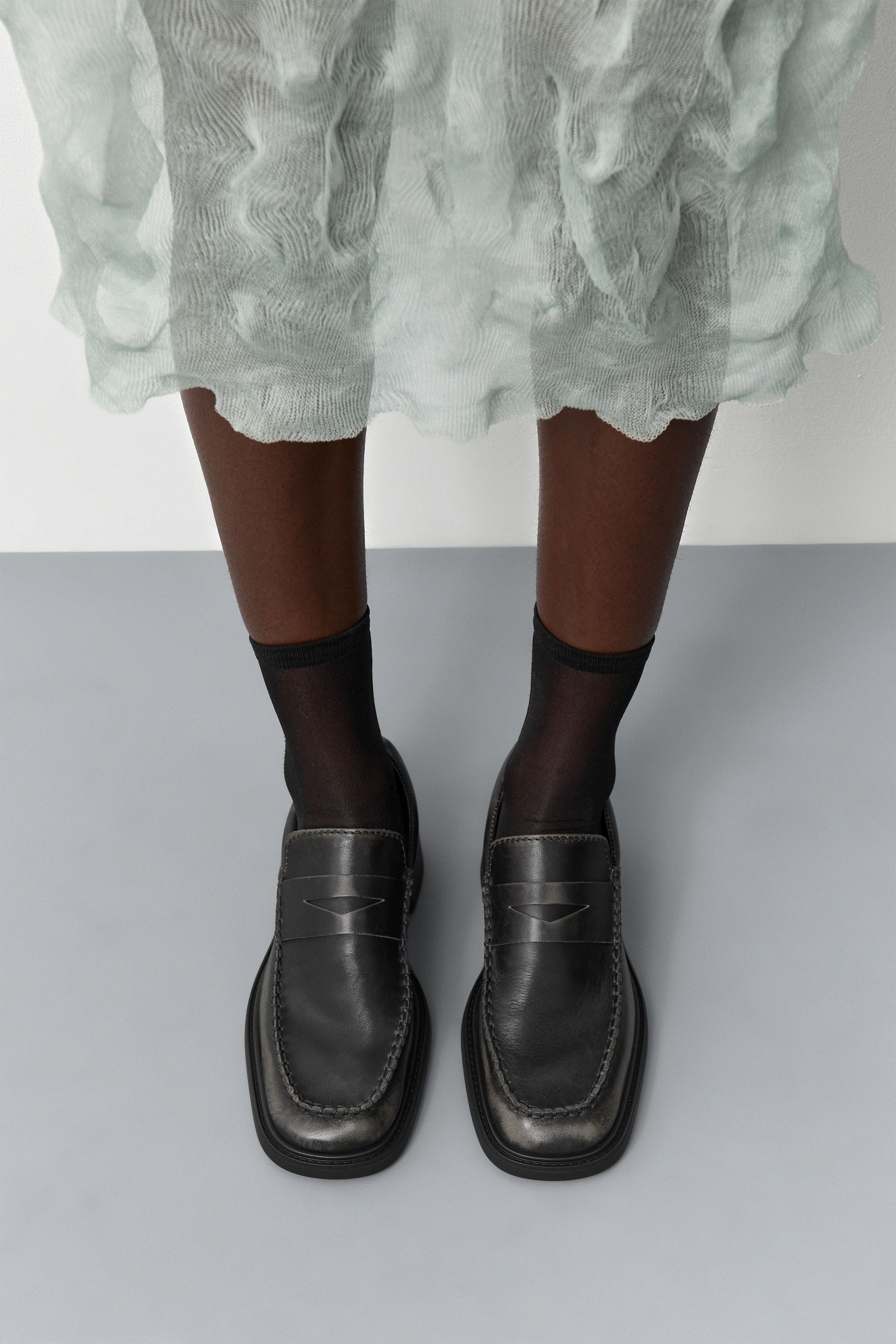 Eralia Brushed Grey Penny Loafers | Miista | Designed & Handmade in Europe