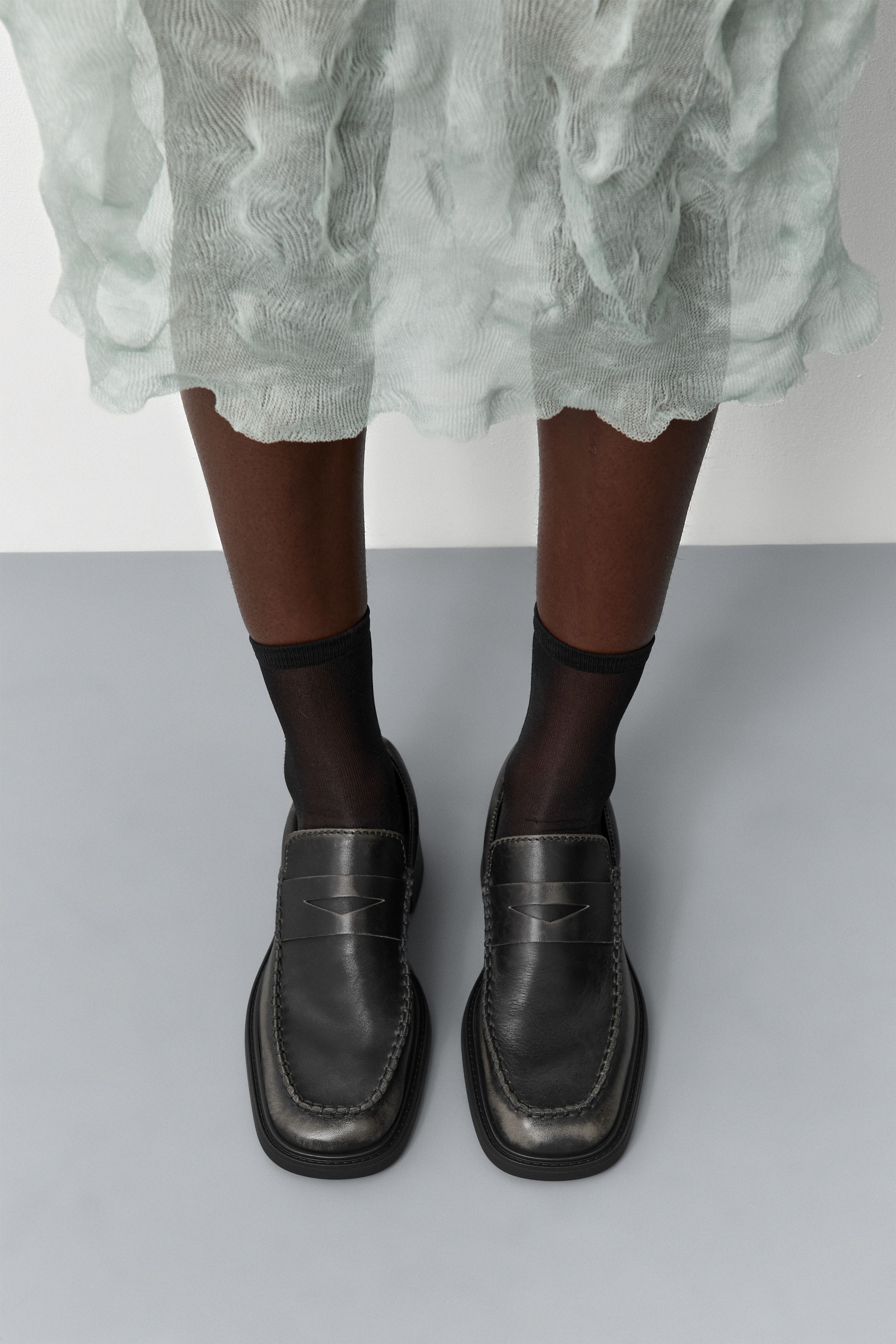 Eralia Brushed Grey Penny Loafers | Miista | Designed & Handmade in Europe