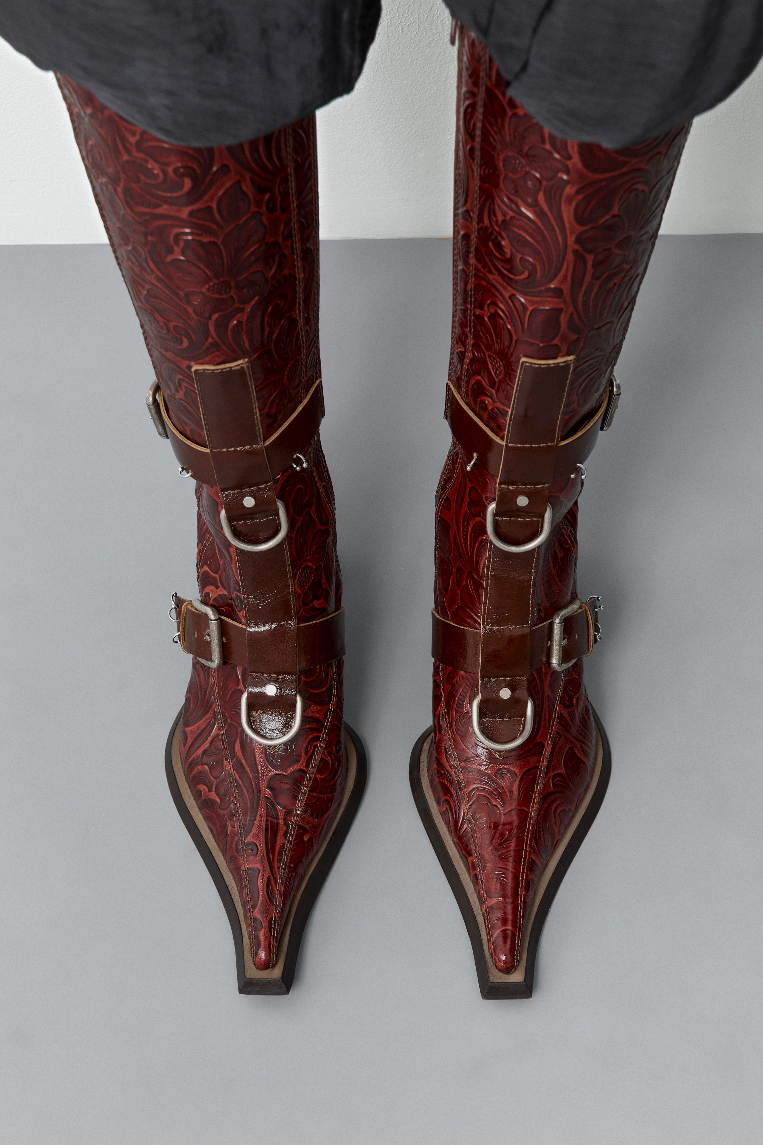 Eliya Boots - Tan Embossed Leather | Miista