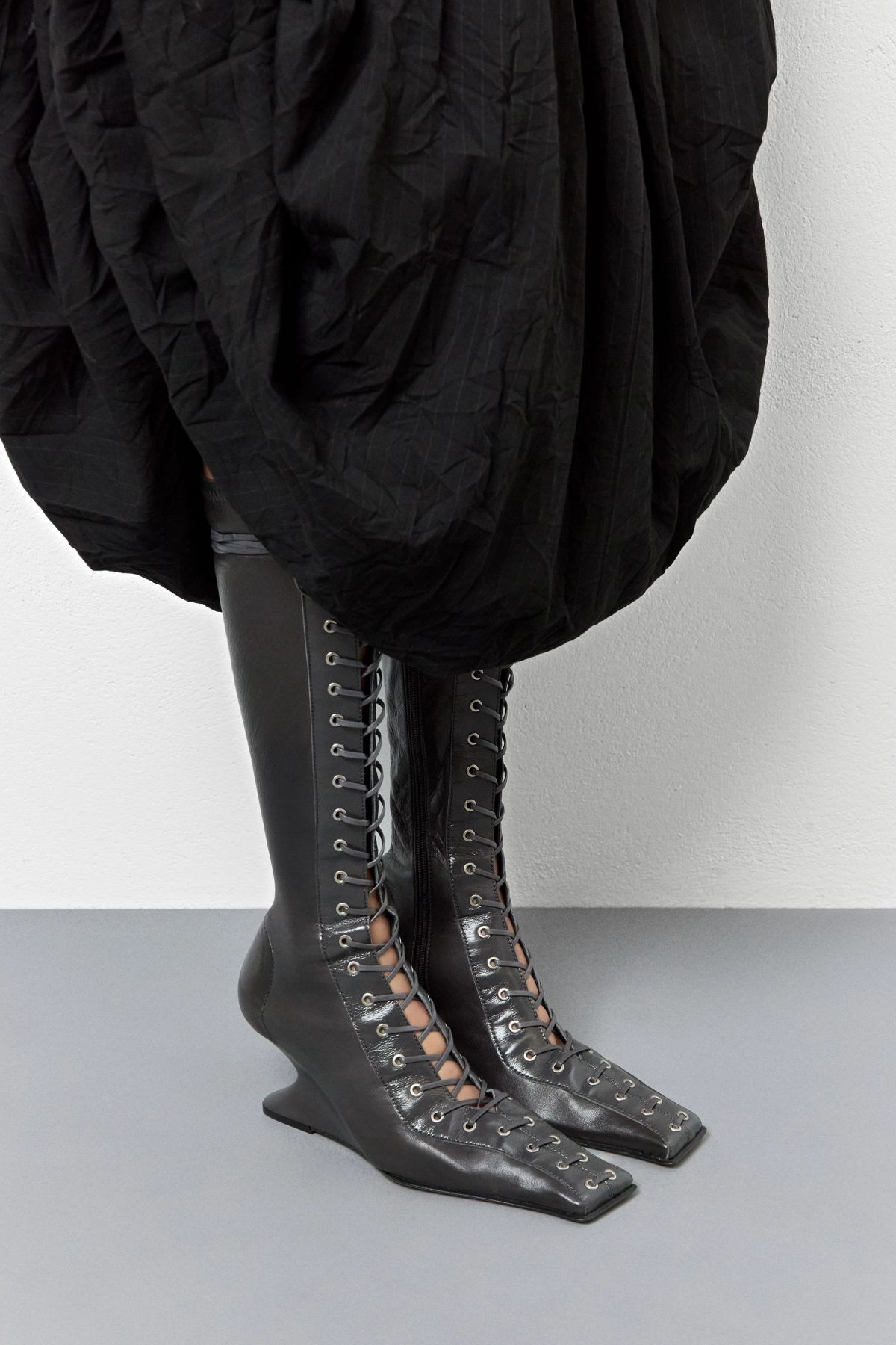 Shana Boots - Grey Stretch Nappa