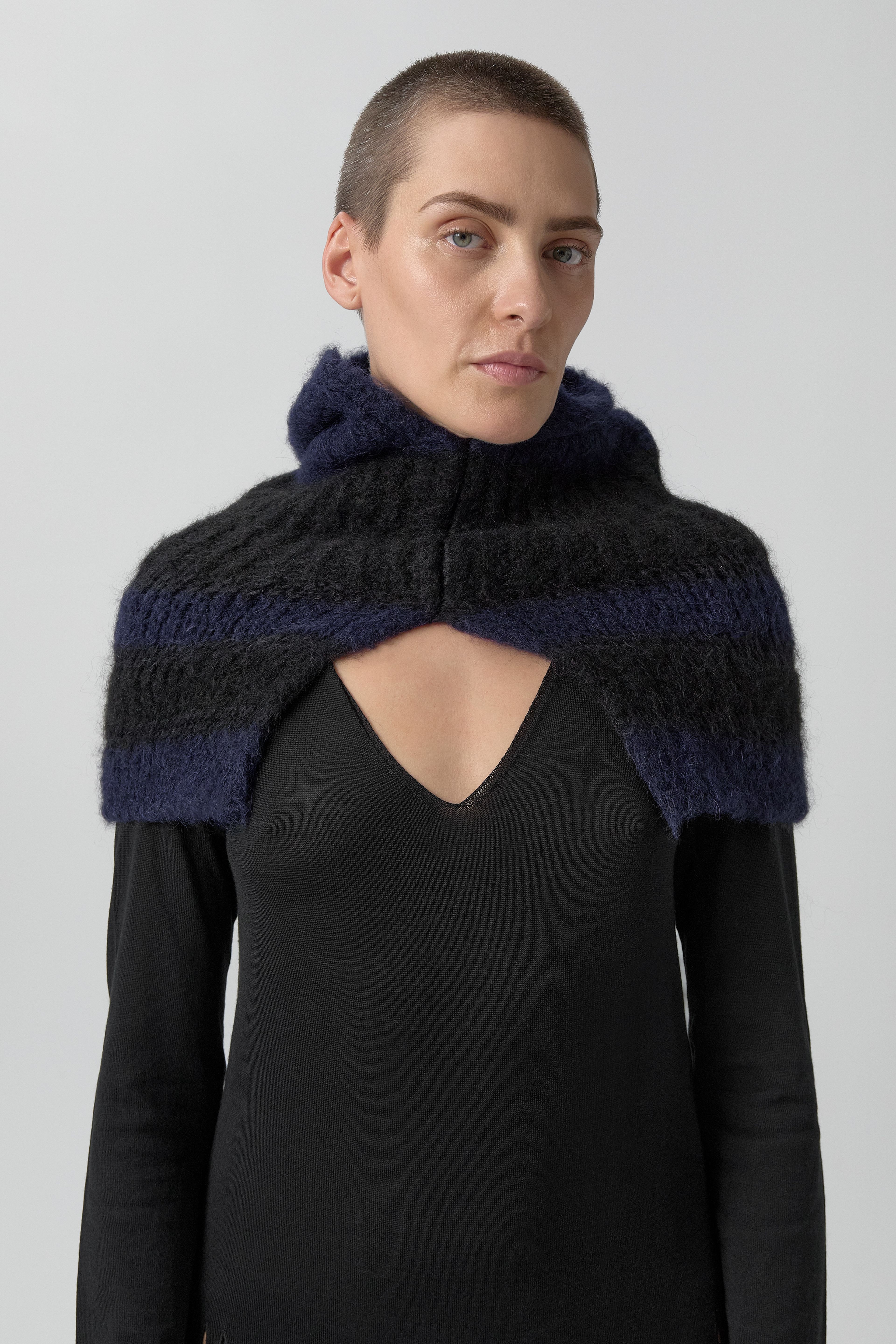 Mona Balaclava -Black Navy Fine Alpaca Knit | Miista | Designed & Handmade in Europe