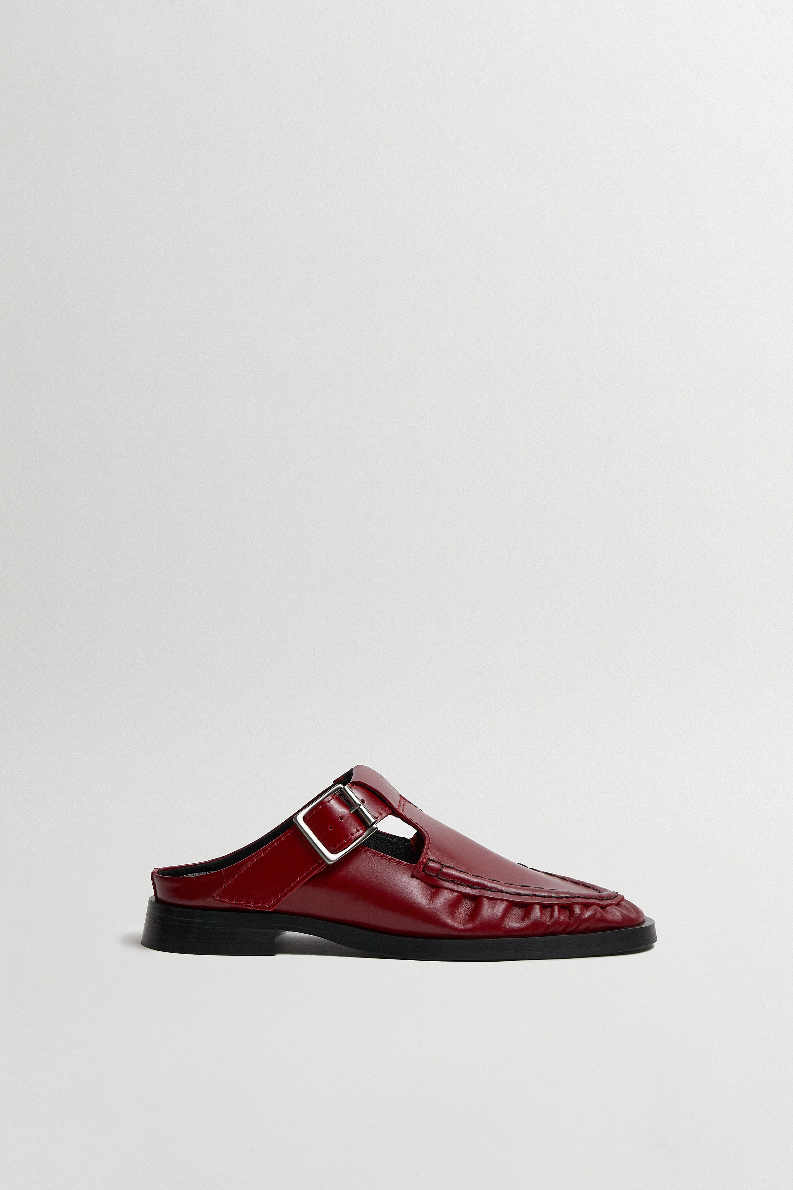 Gianna Mules - Dark Red Leather | Miista