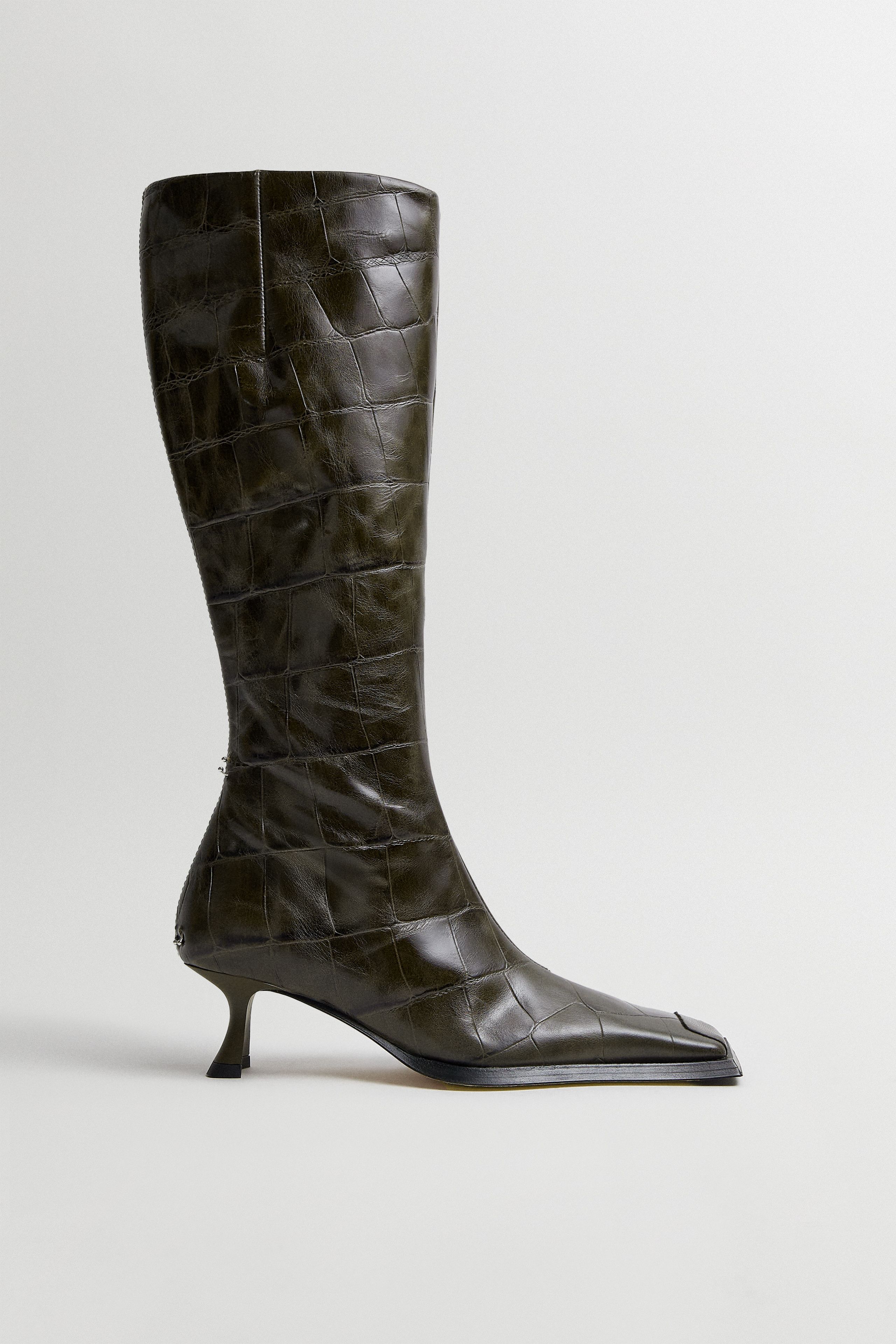 Alfreda Khaki Coco Tall Boots | Miista | Designed & Handmade in Europe