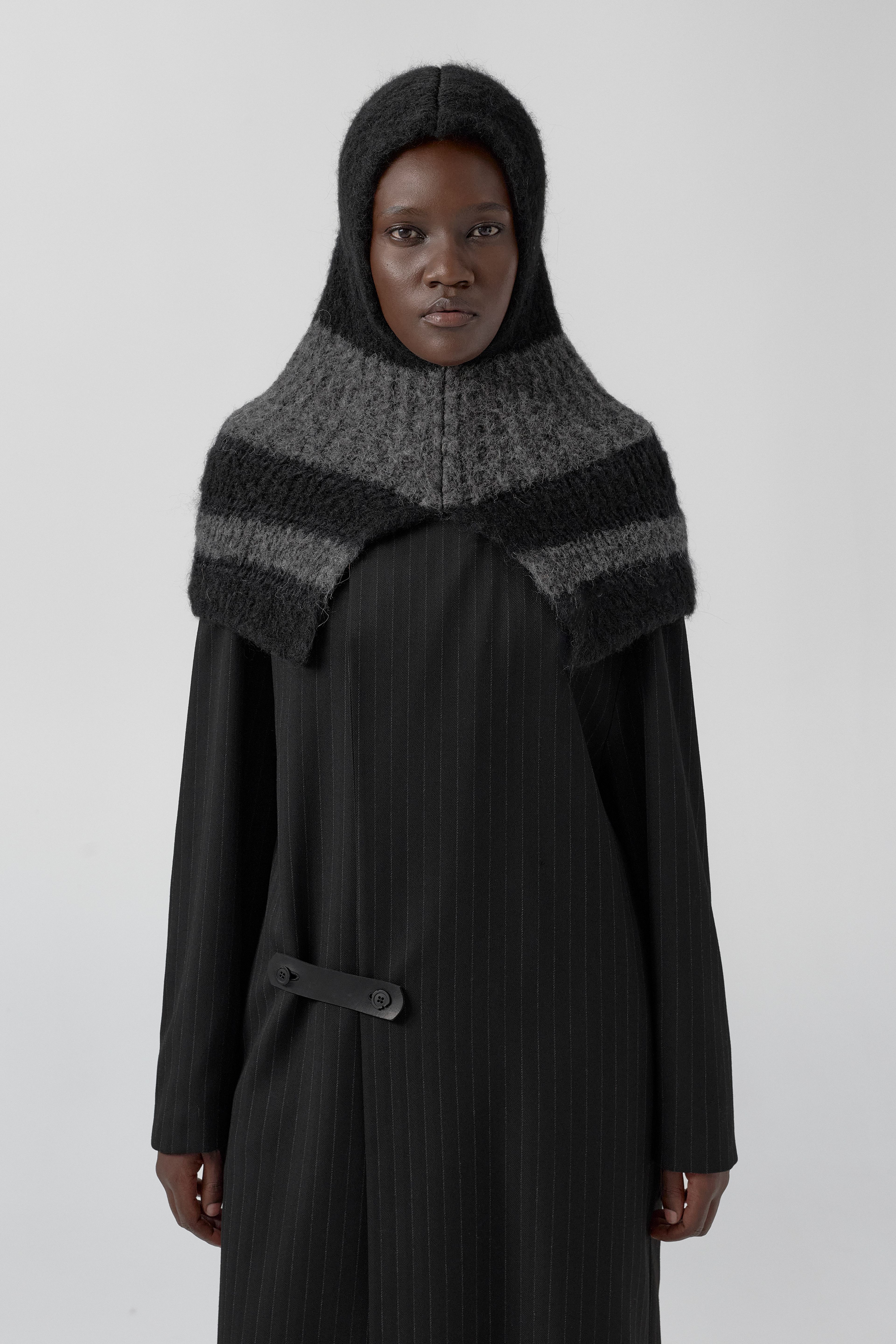 Mona Balaclava - Black Grey Fine Alpaca Knit | Miista | Designed & Handmade in Europe