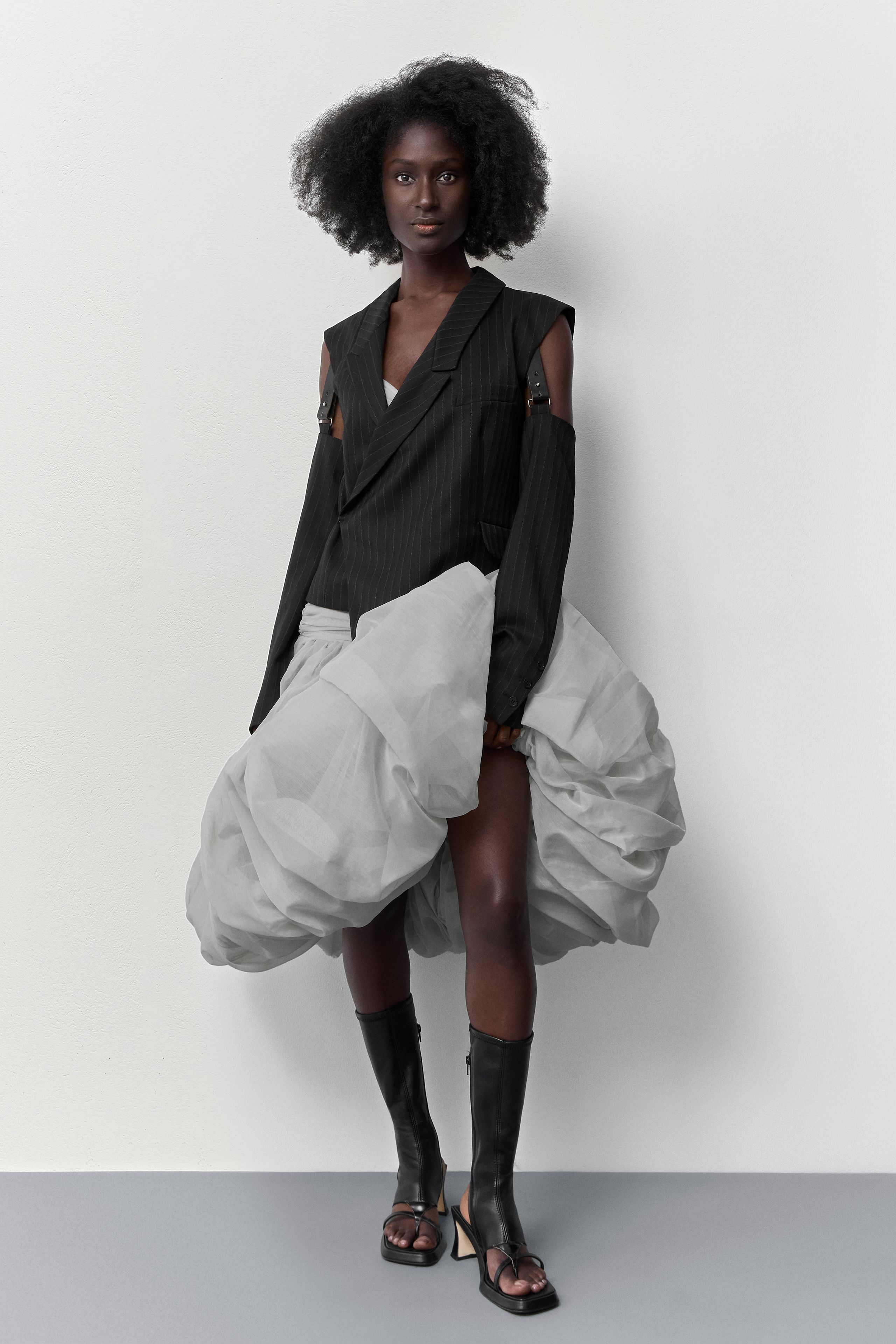 Adrienne Skirt - Pearl Grey Balloon Sheer | Miista
