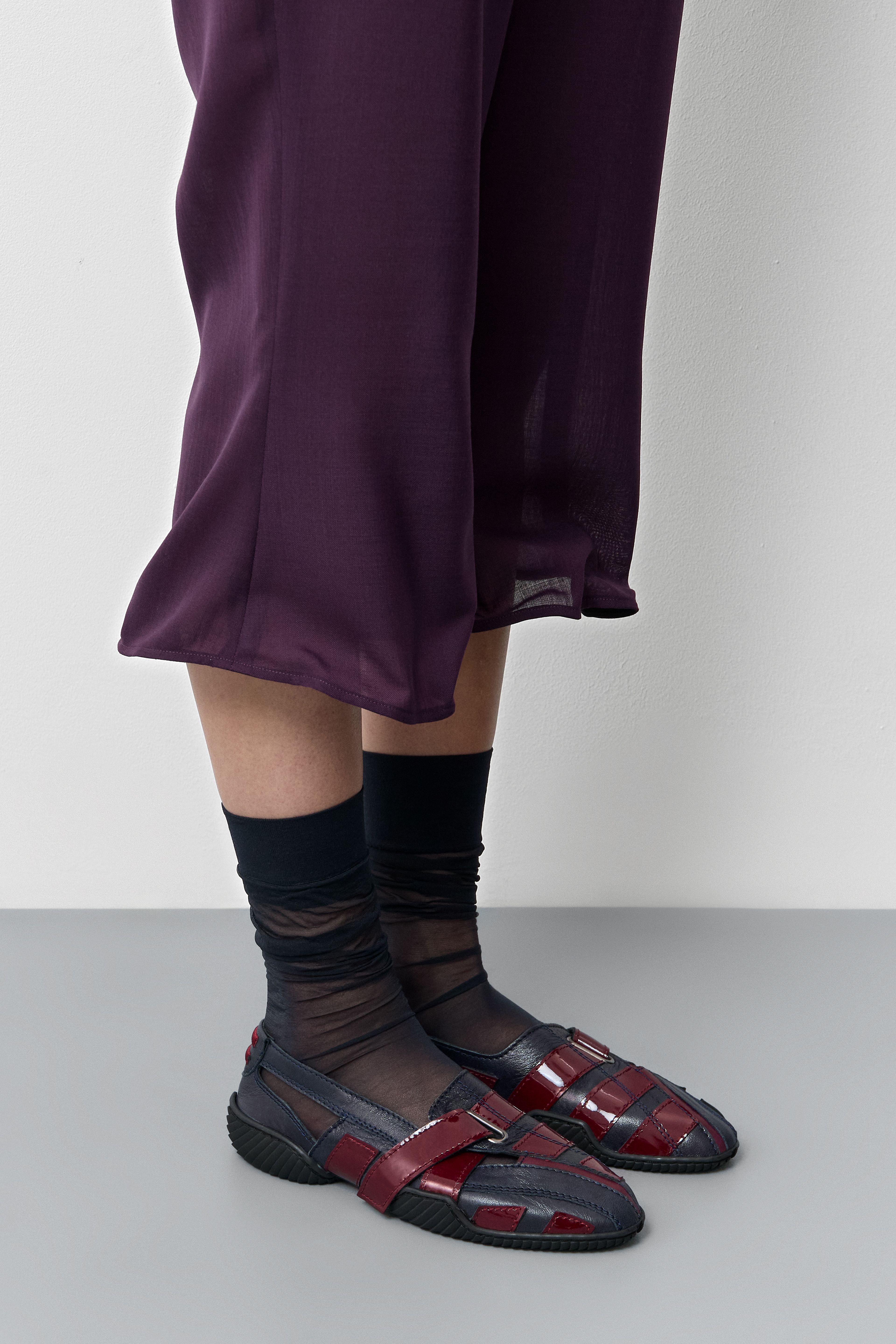 Loda Burgundy Navy Ballerinas | Miista | Designed & Handmade in Europe