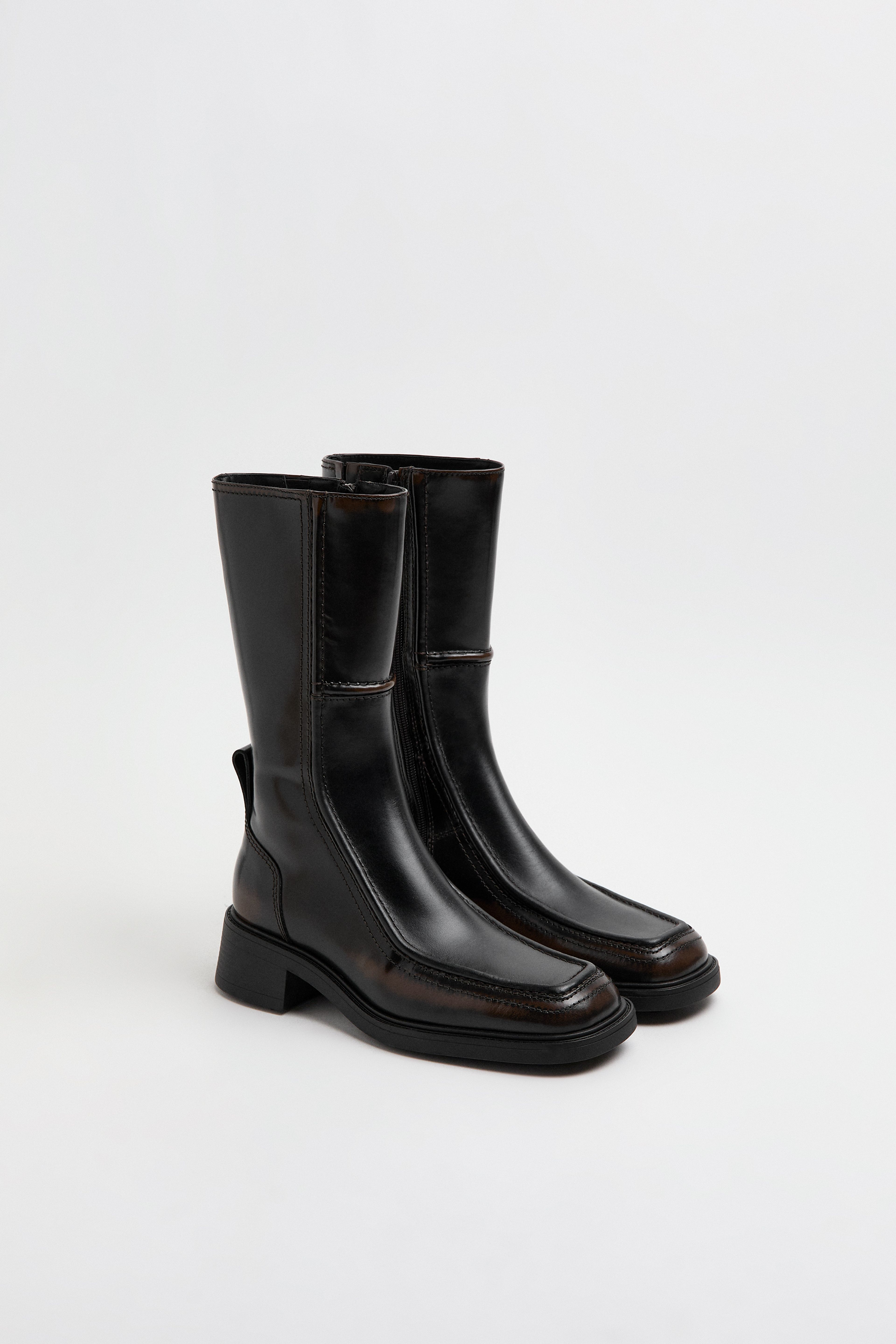 Jalissa Boots - Black Brown Brush Off Leather | Miista | Designed & Handmade in Europe 