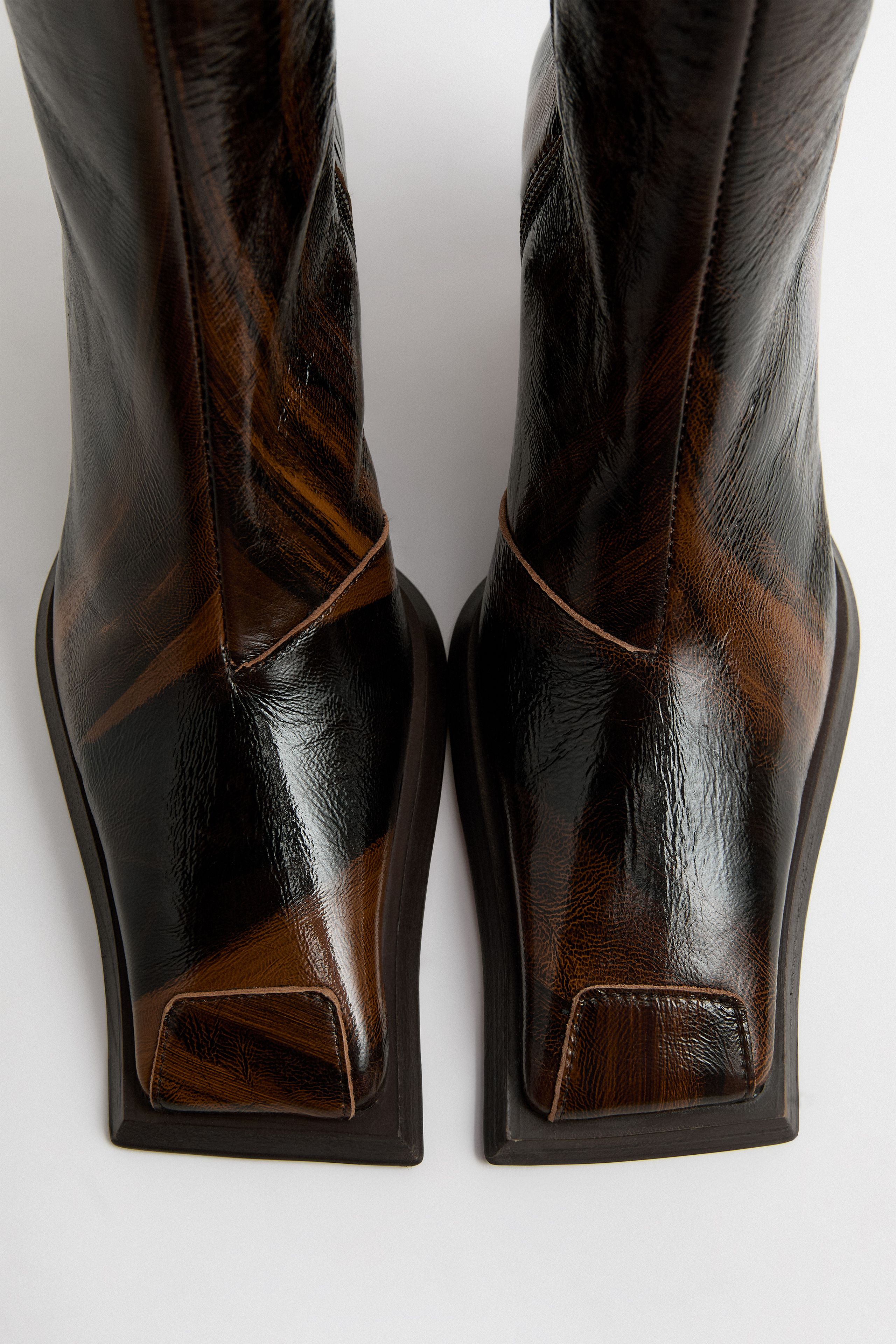 Alfreda Boots Distressed Effect Leather | Miista | Designed & Handmade in Europe