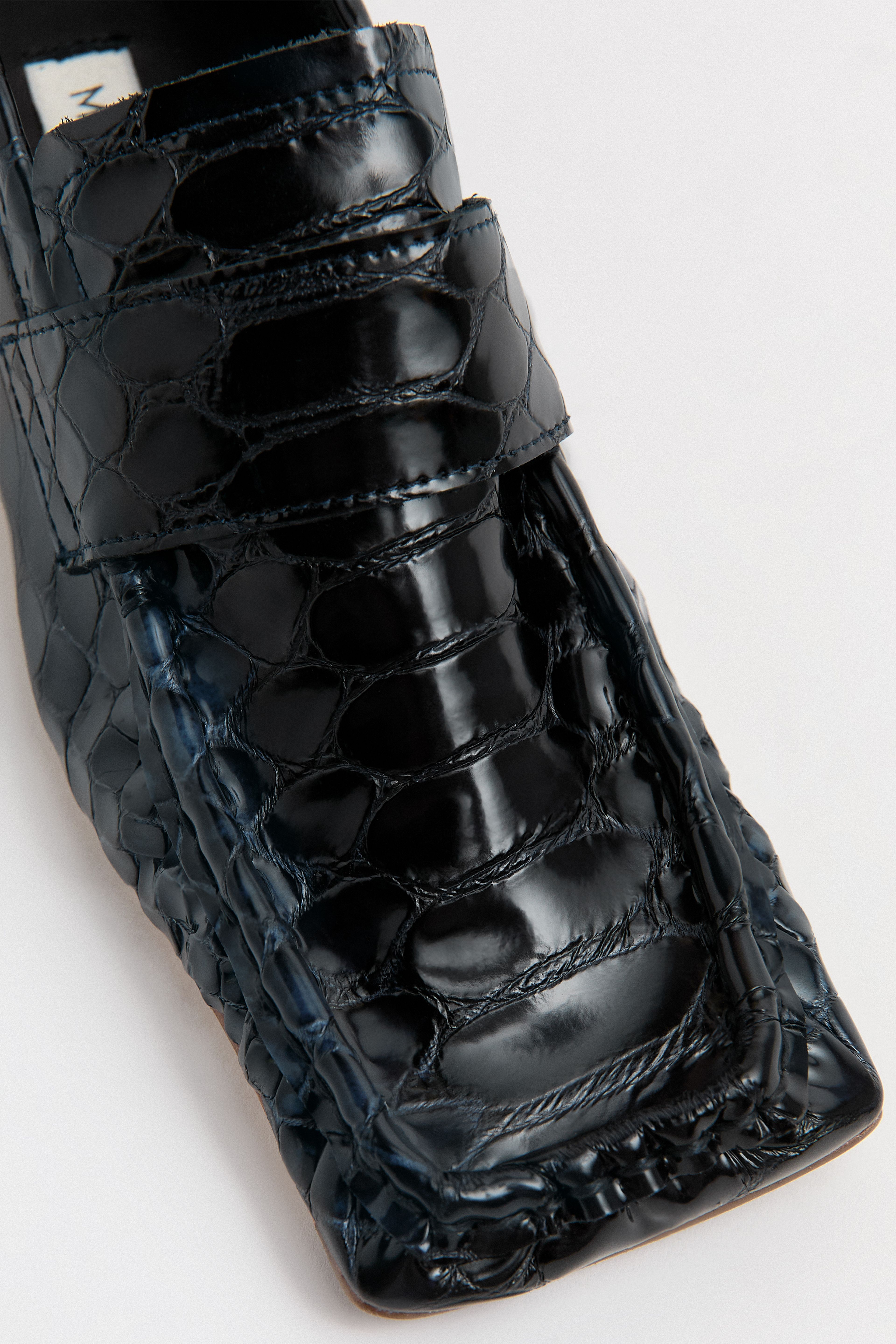 Serena Loafer Navy Embossed Snake Leather | Miista | Designed & Handmade in Europe