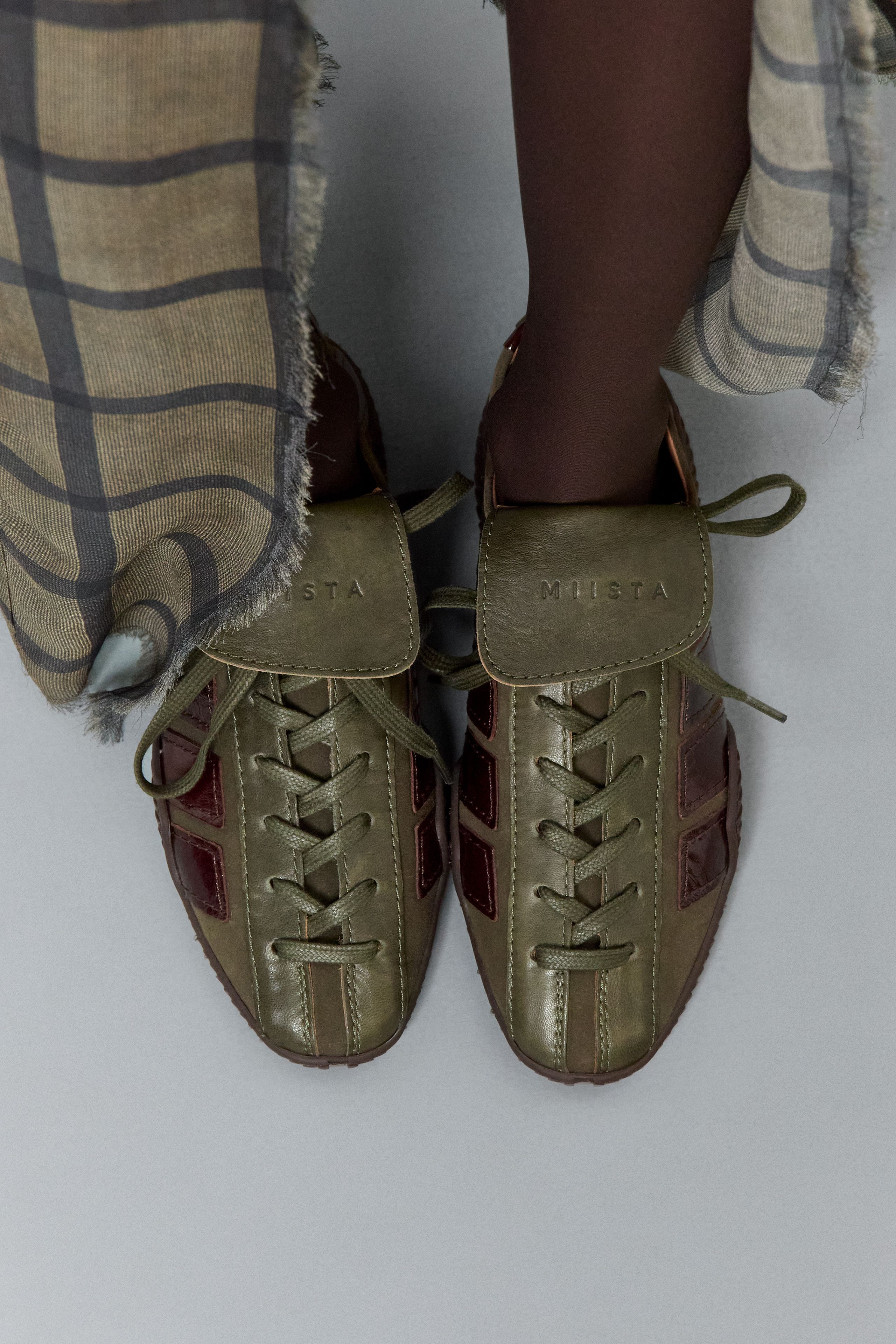 Nikoletta Sneakers - Khaki Brown Leather | Miista