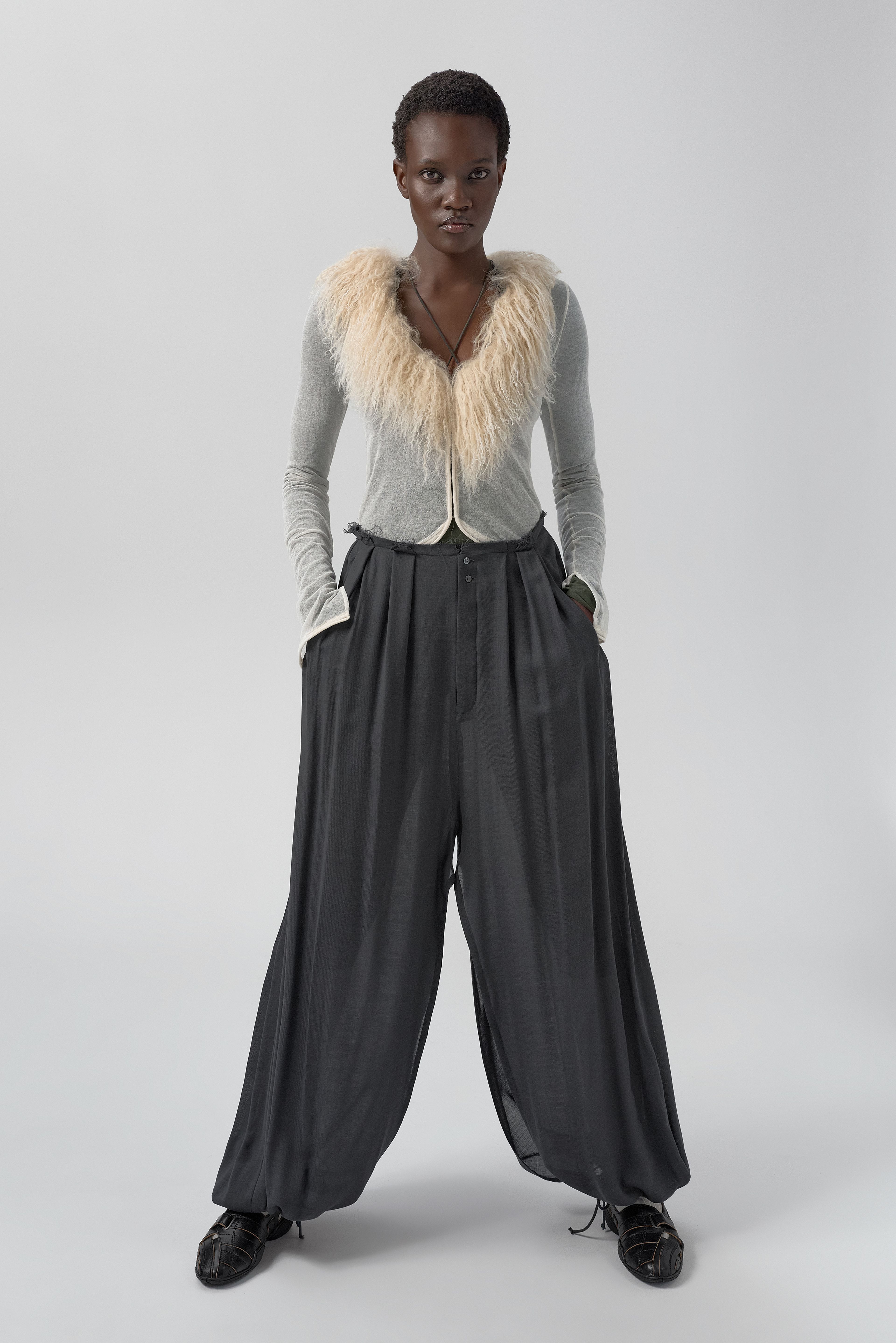 Kara Trousers - Grey Pleated Virgin Wool | Miista | Designed & Handmade in Europe