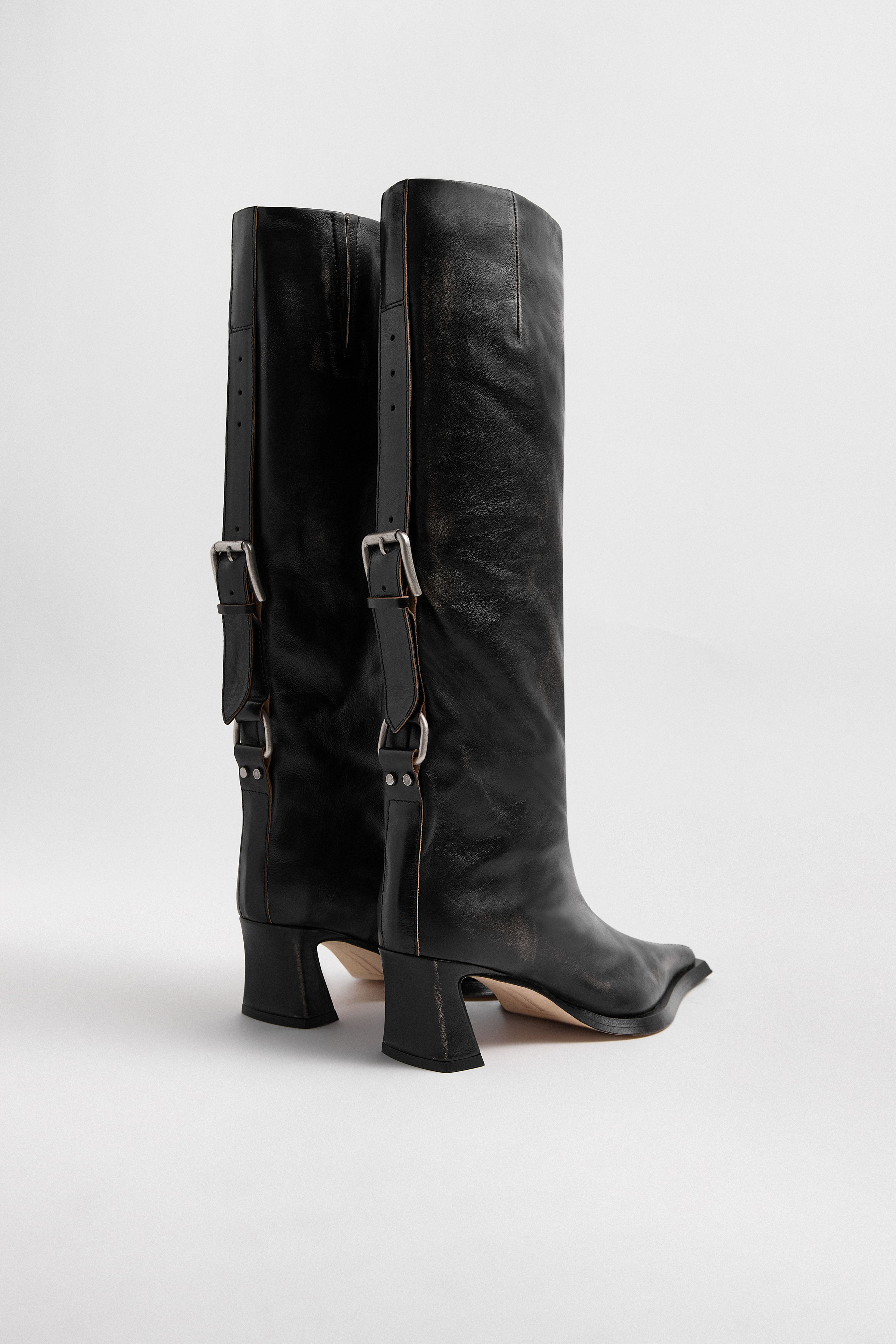 Charlene Boots - Black Brush Off Leather | Miista | Designed & Handmade in Europe