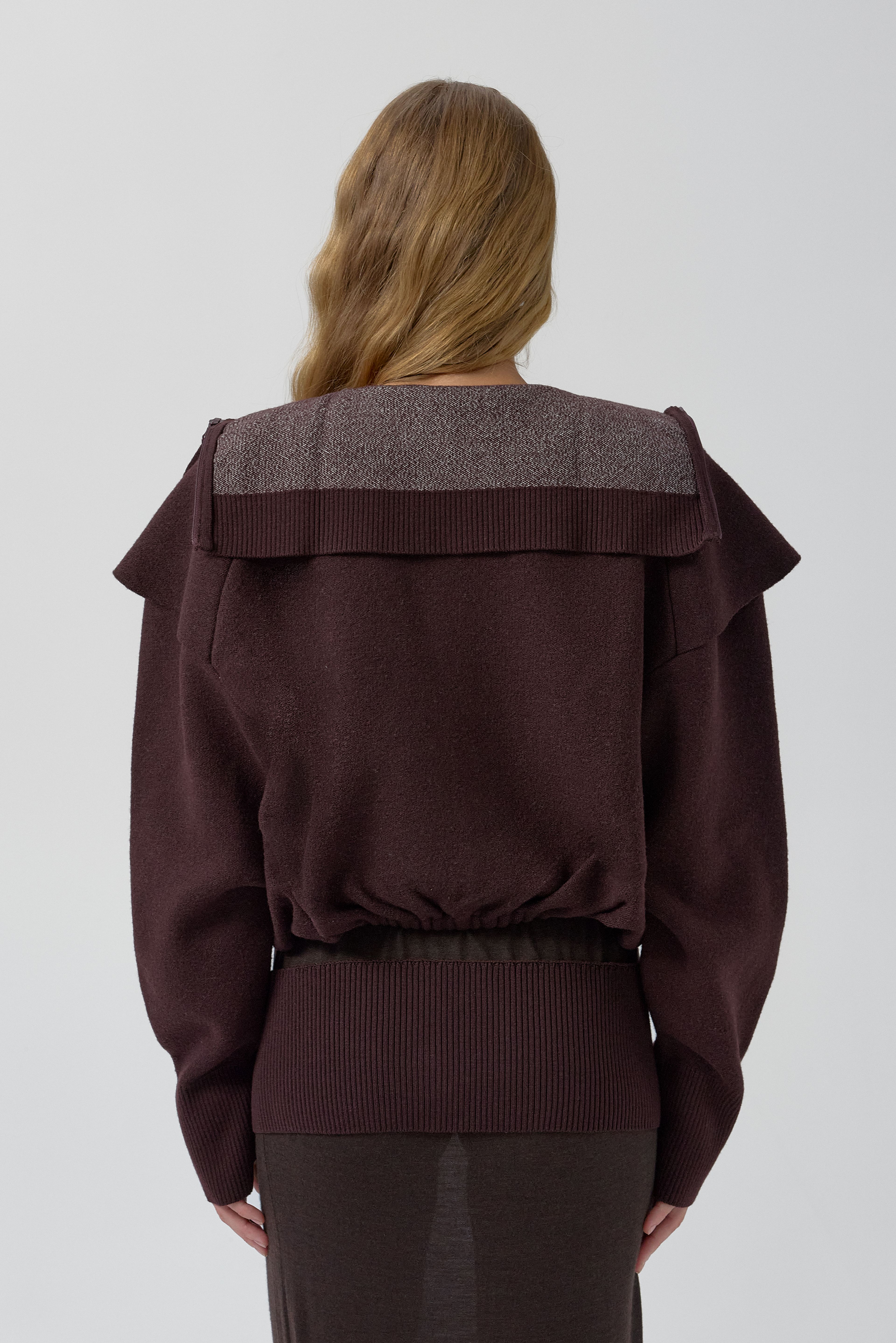 Agnes Jacket - Burgundy Extra Fine Merino Knit | Miista | Designed & Handmade in Europe