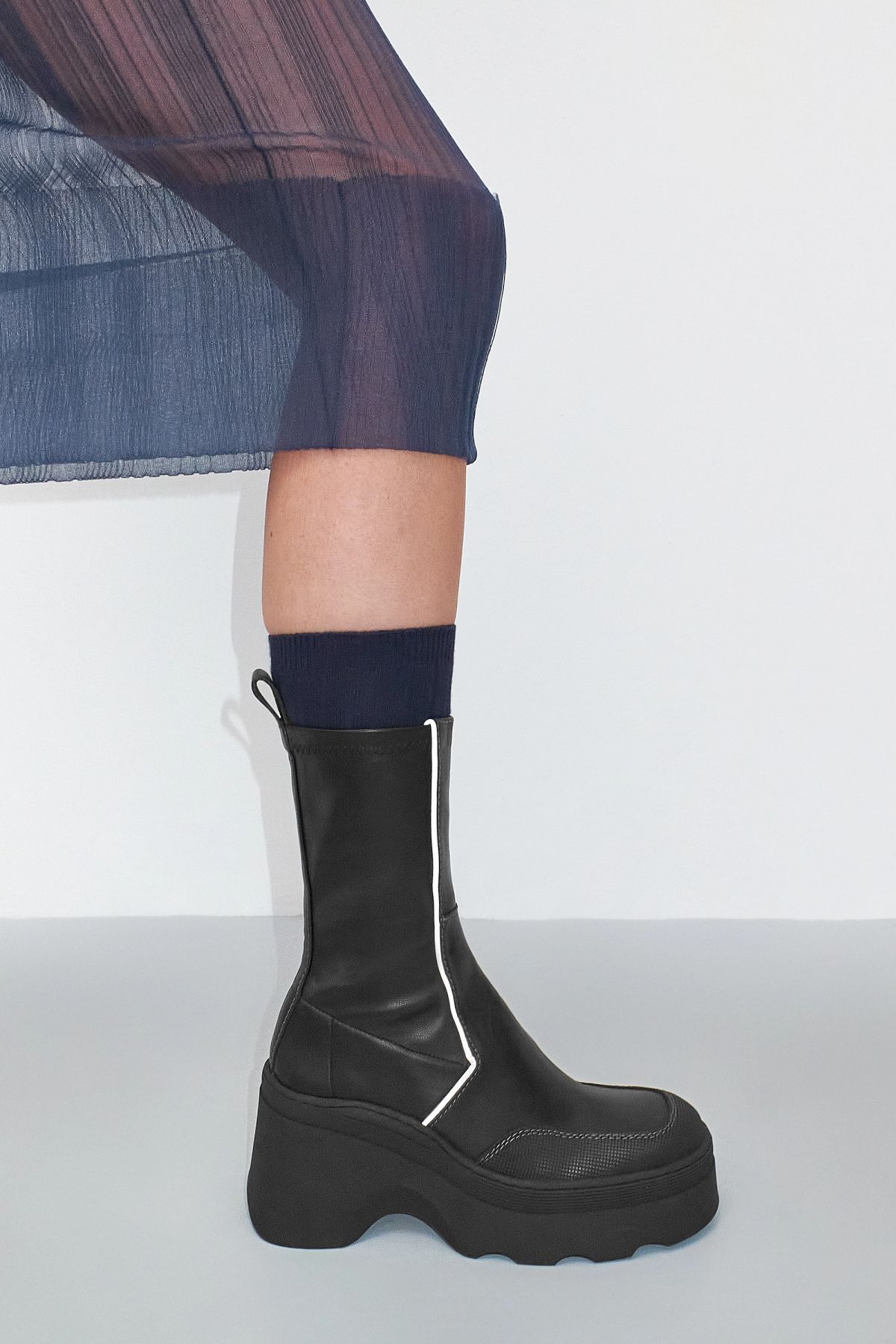 Deandra Boots - Black Stretch Leather