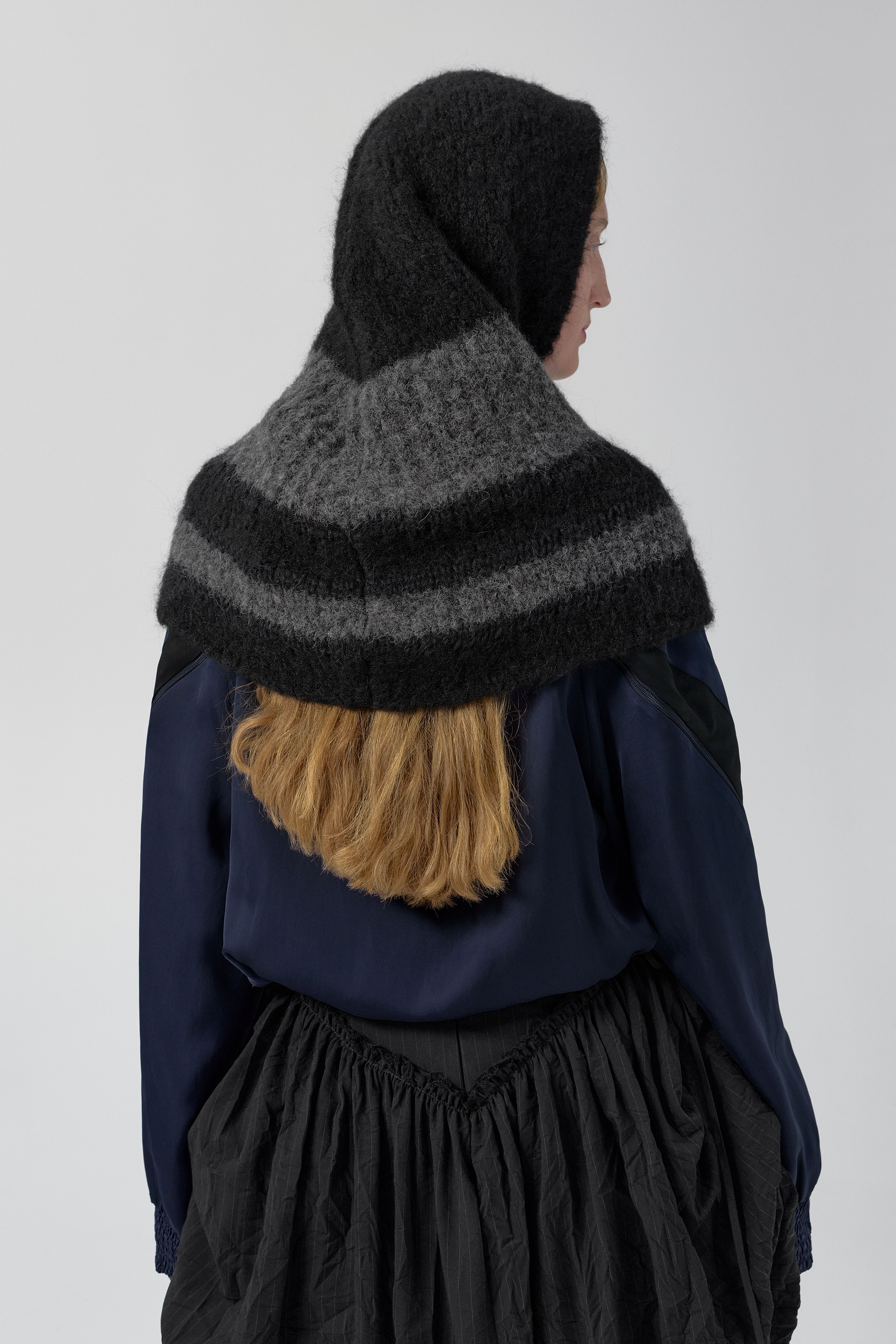 Mona Balaclava - Black Grey Fine Alpaca Knit | Miista | Designed & Handmade in Europe