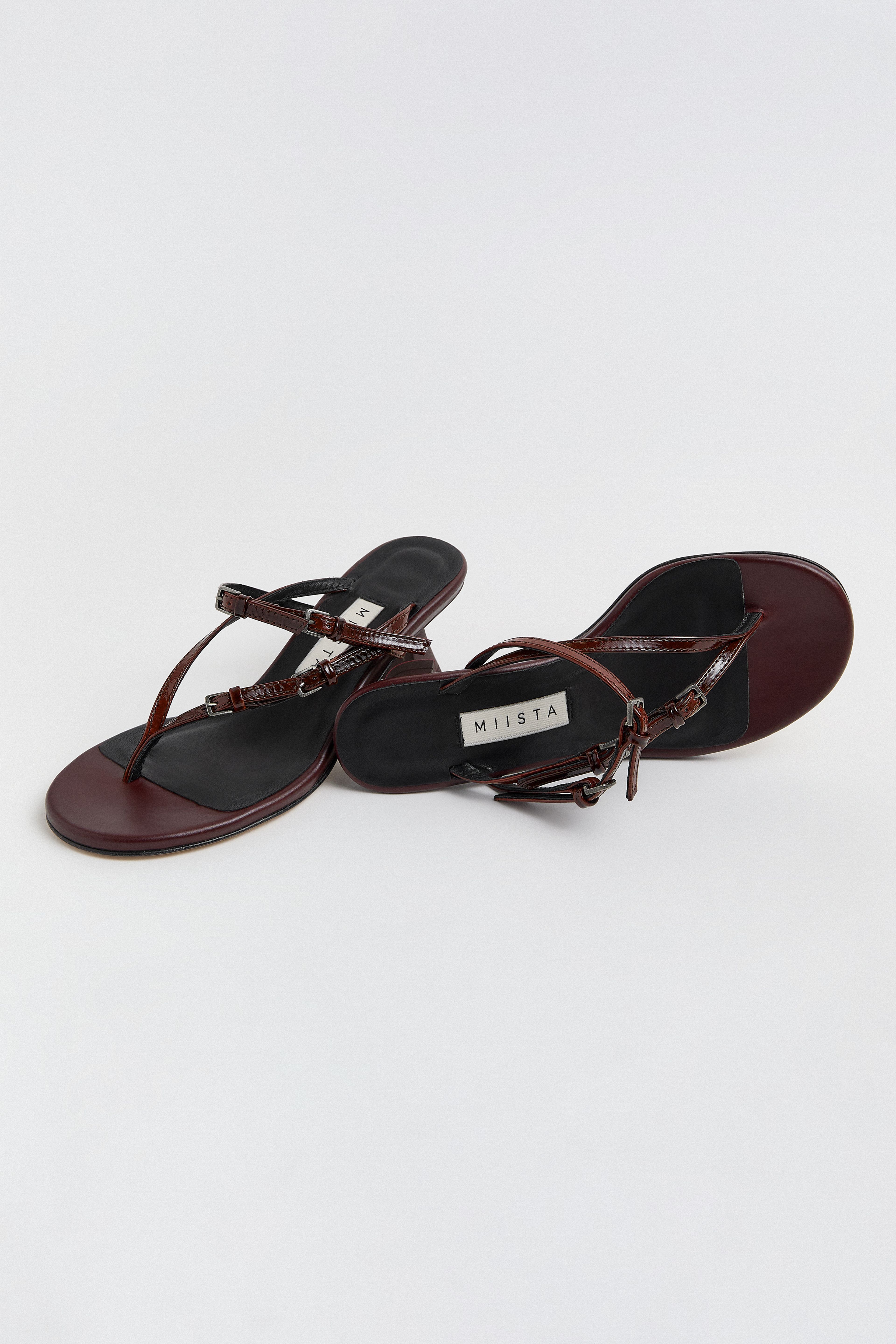 Abisai Burgundy Mini Buckled Sandals | Miista | Designed & Handmade in Europe