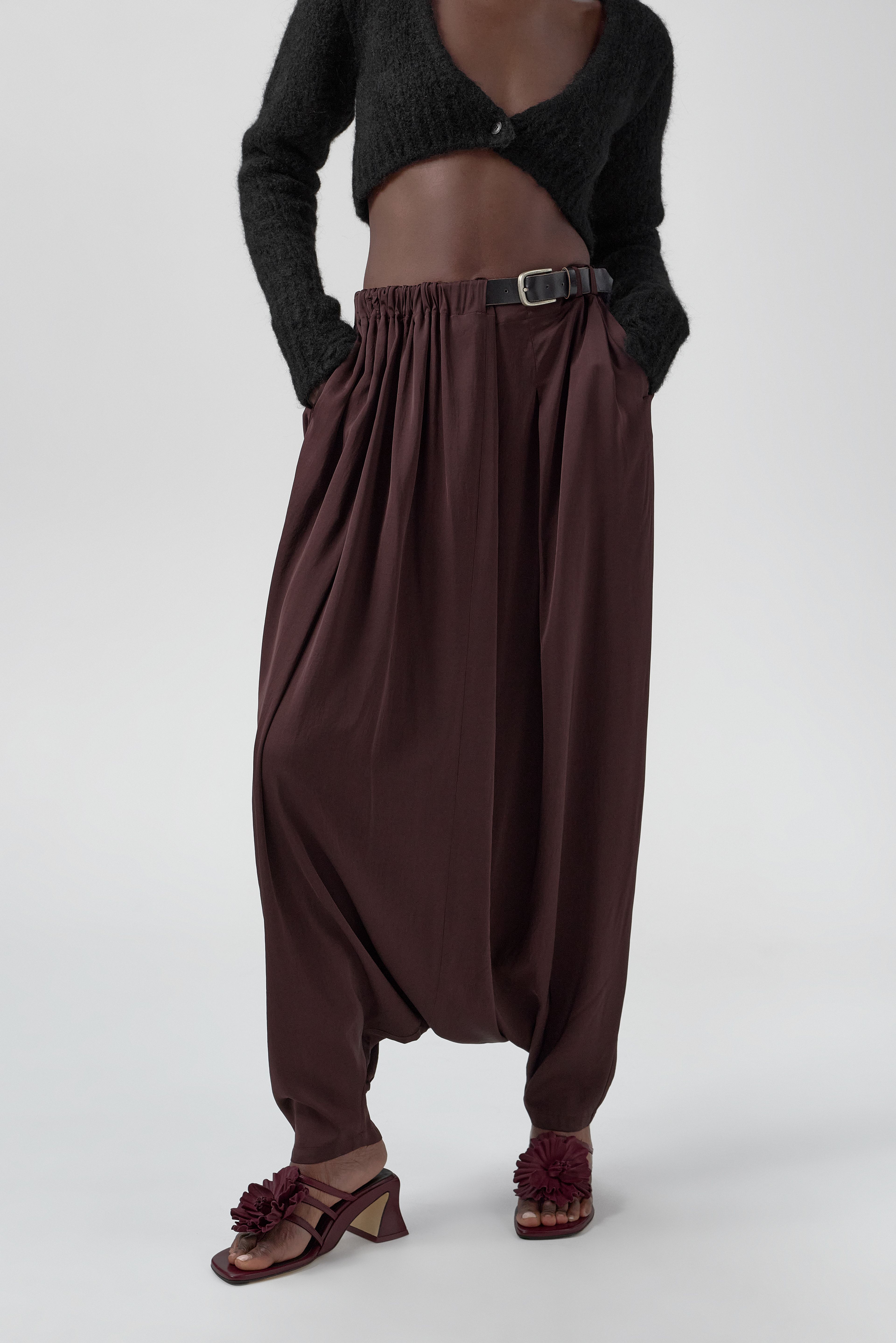 Gina Trousers - Burgundy Cupro | Miista | Designed & Handmade in Europe