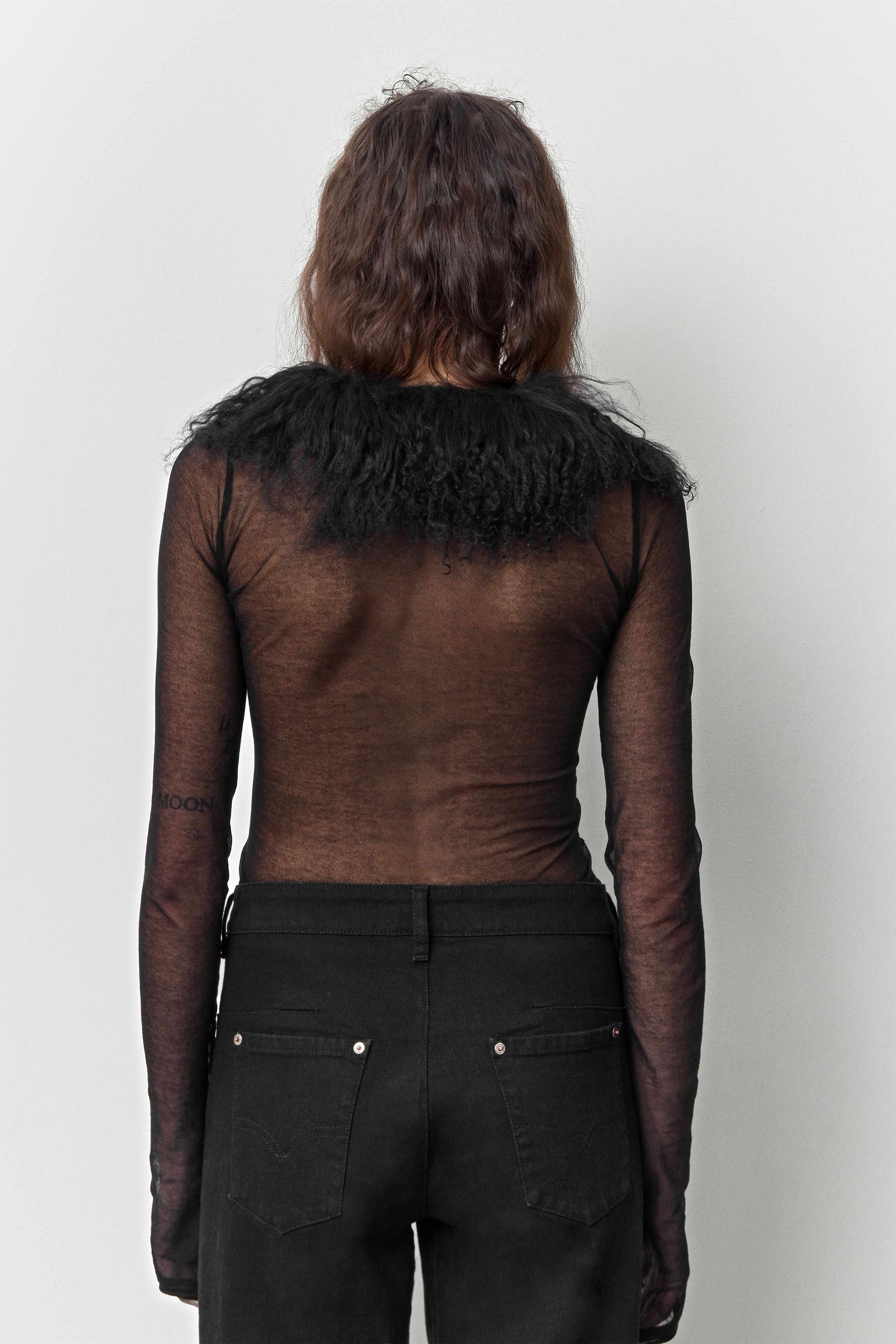 Ripley Black Fuzzy Collar Mini Knit Jacket | Miista | Designed & Handmade in Europe