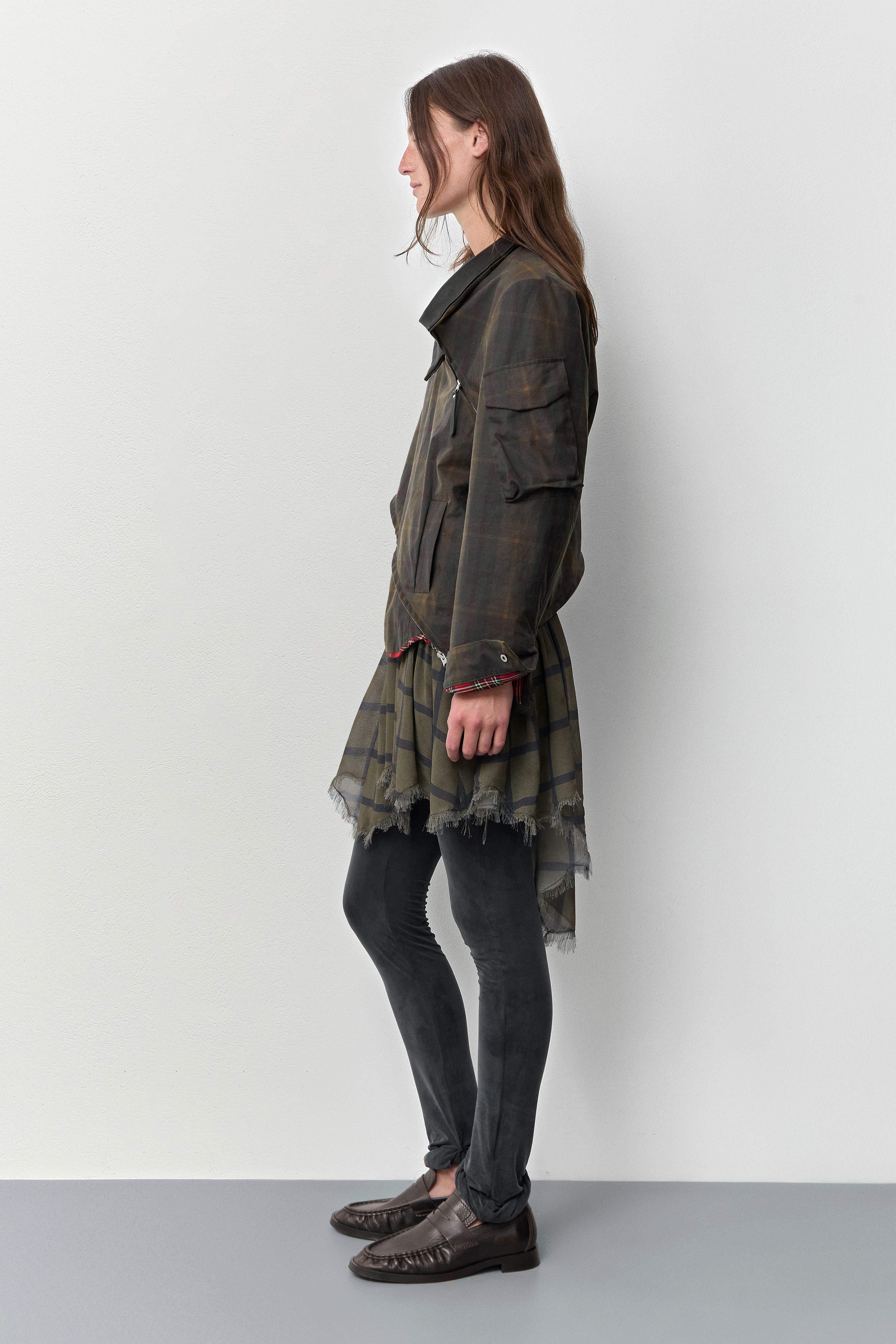 Marla Brown Checked Detachable Jacket | Miista | Designed & Handmade in Europe