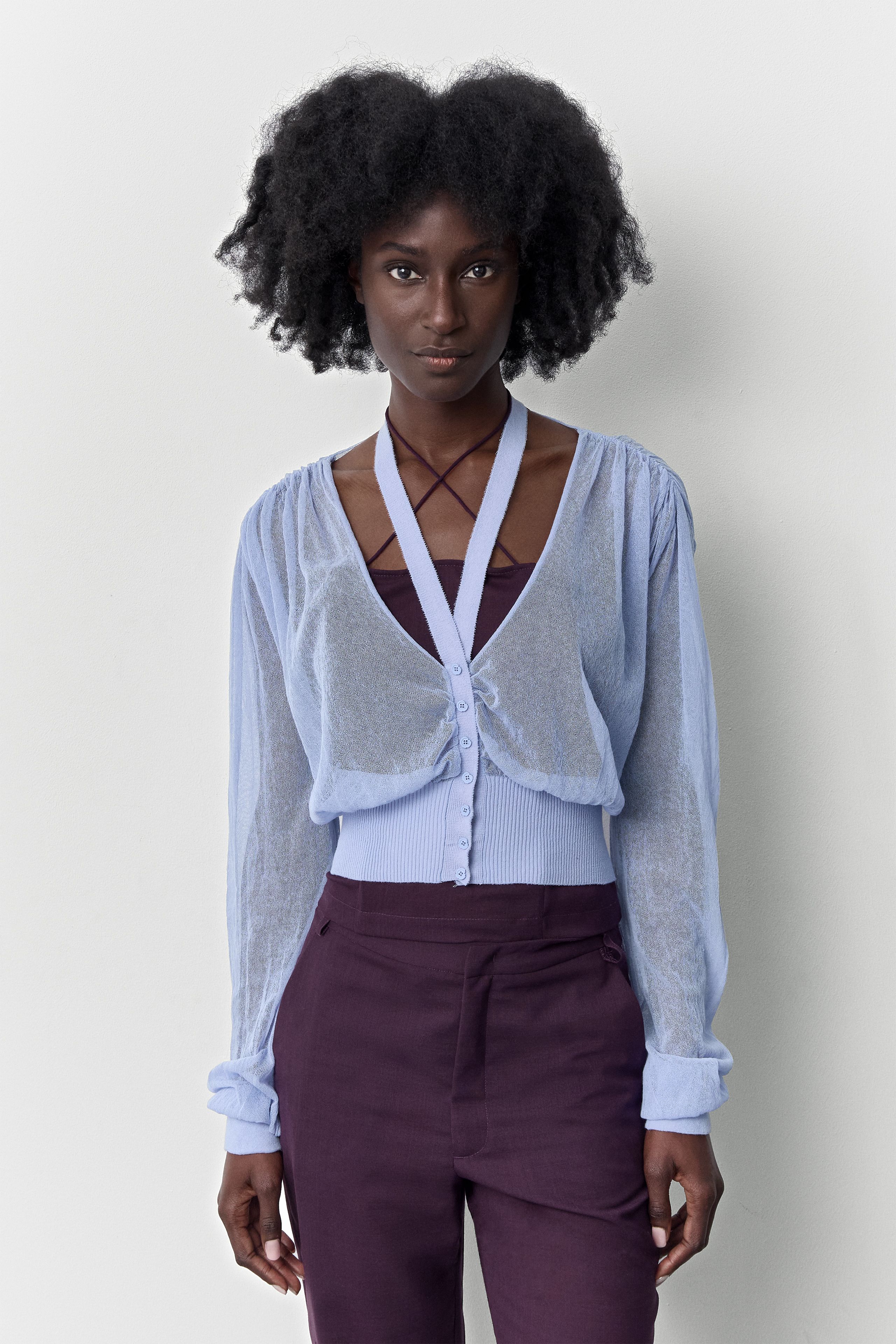 Amber Sky Blue Knit Cardigan | Miista | Designed & Handmade in Europe