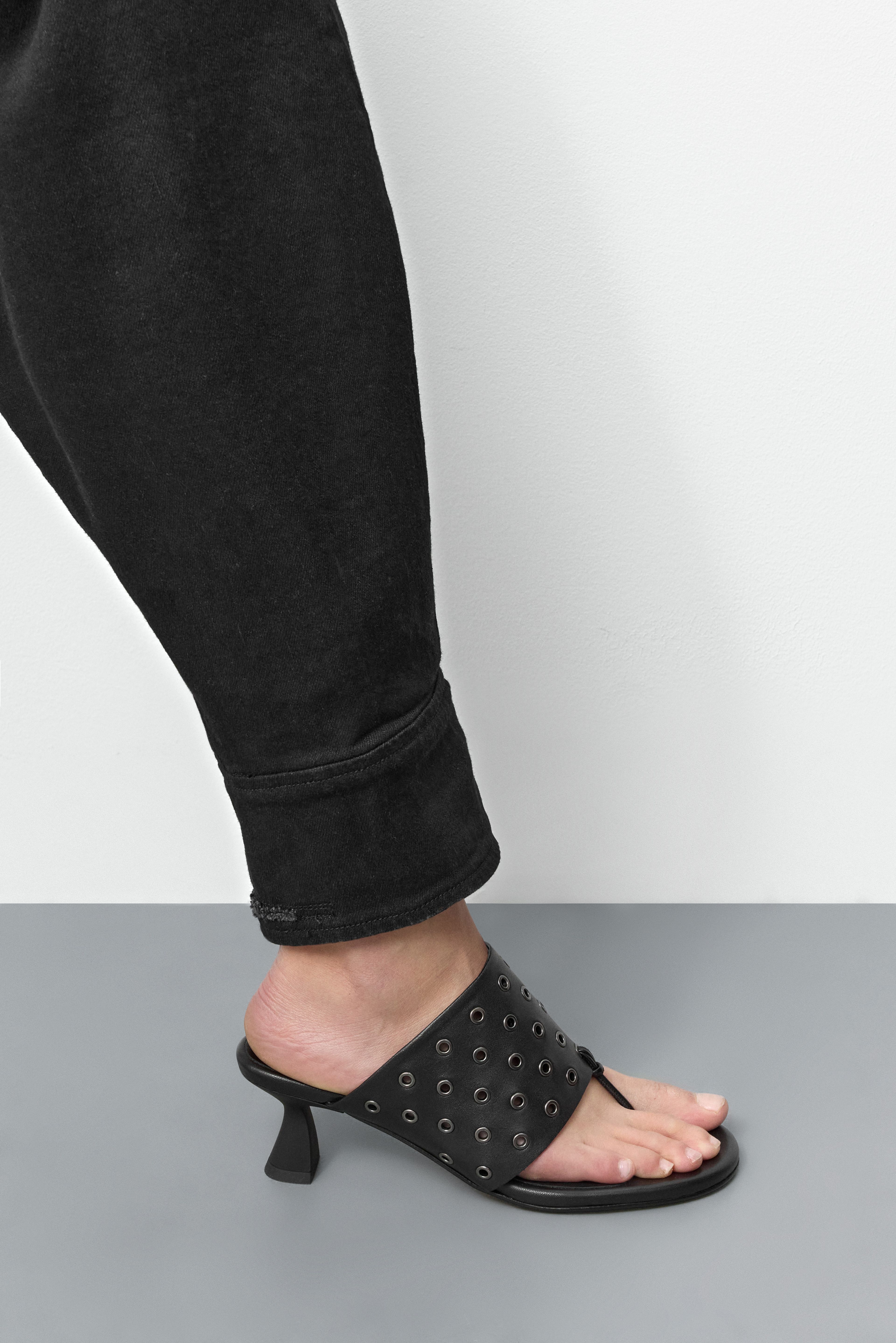 Cedella Black Eyelets Sandals | Miista | Designed & Handmade in Europe