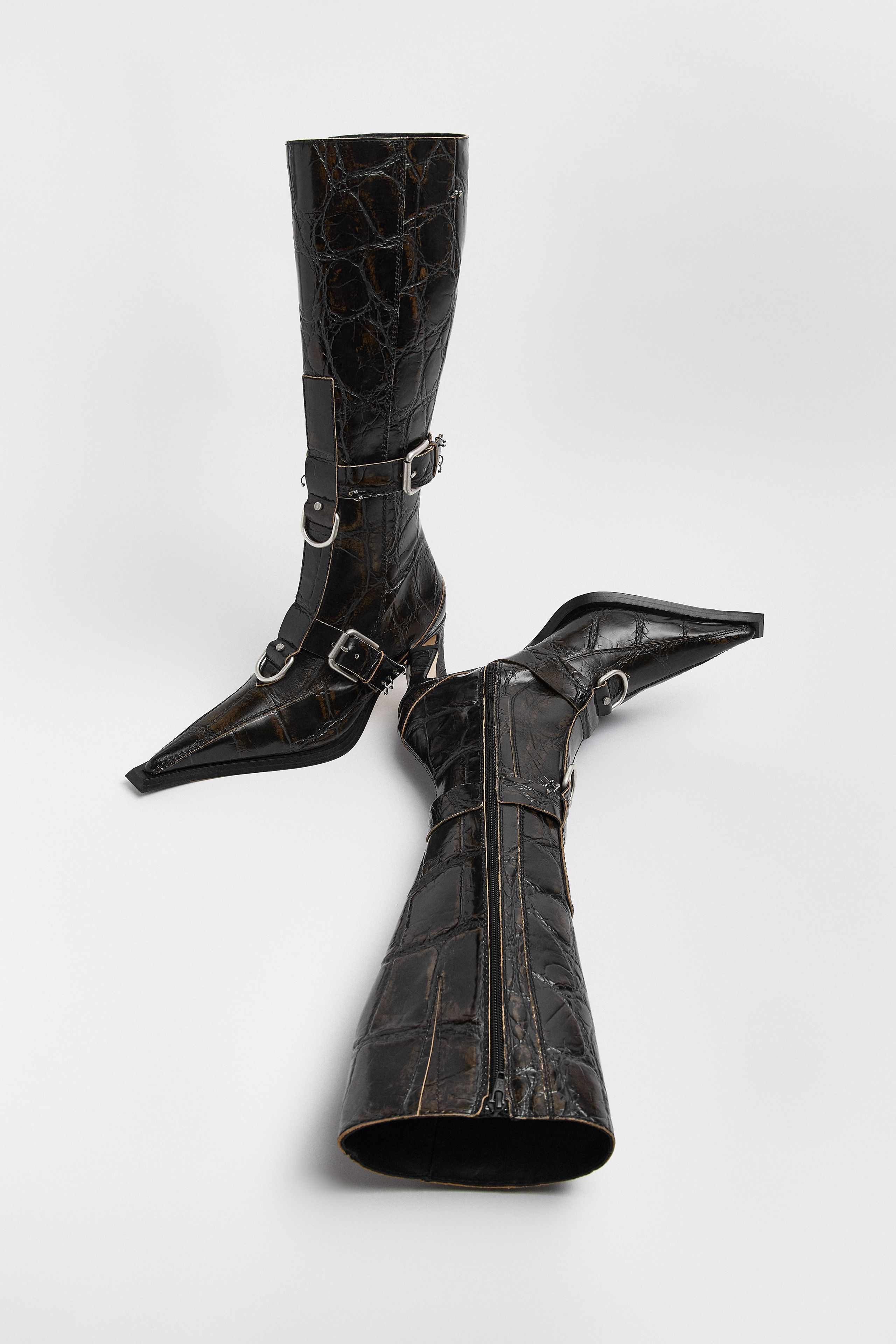 Eliya Brown Coco Buckled Tall Boots | Miista | Designed & Handmade in Europe