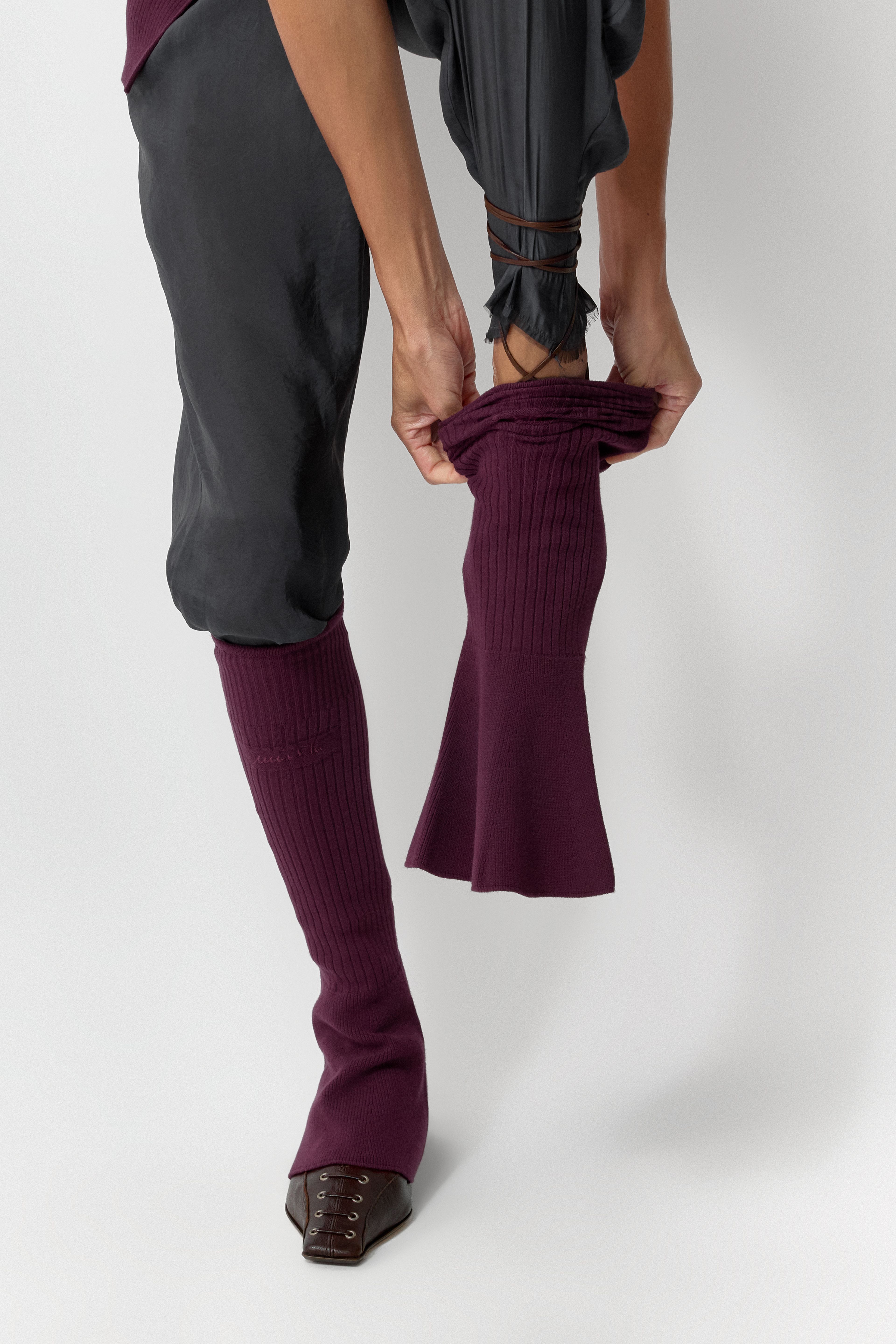 Xavi Leg Warmer - Burgundy Viscose knit | Miista | Designed & Handmade in Europe