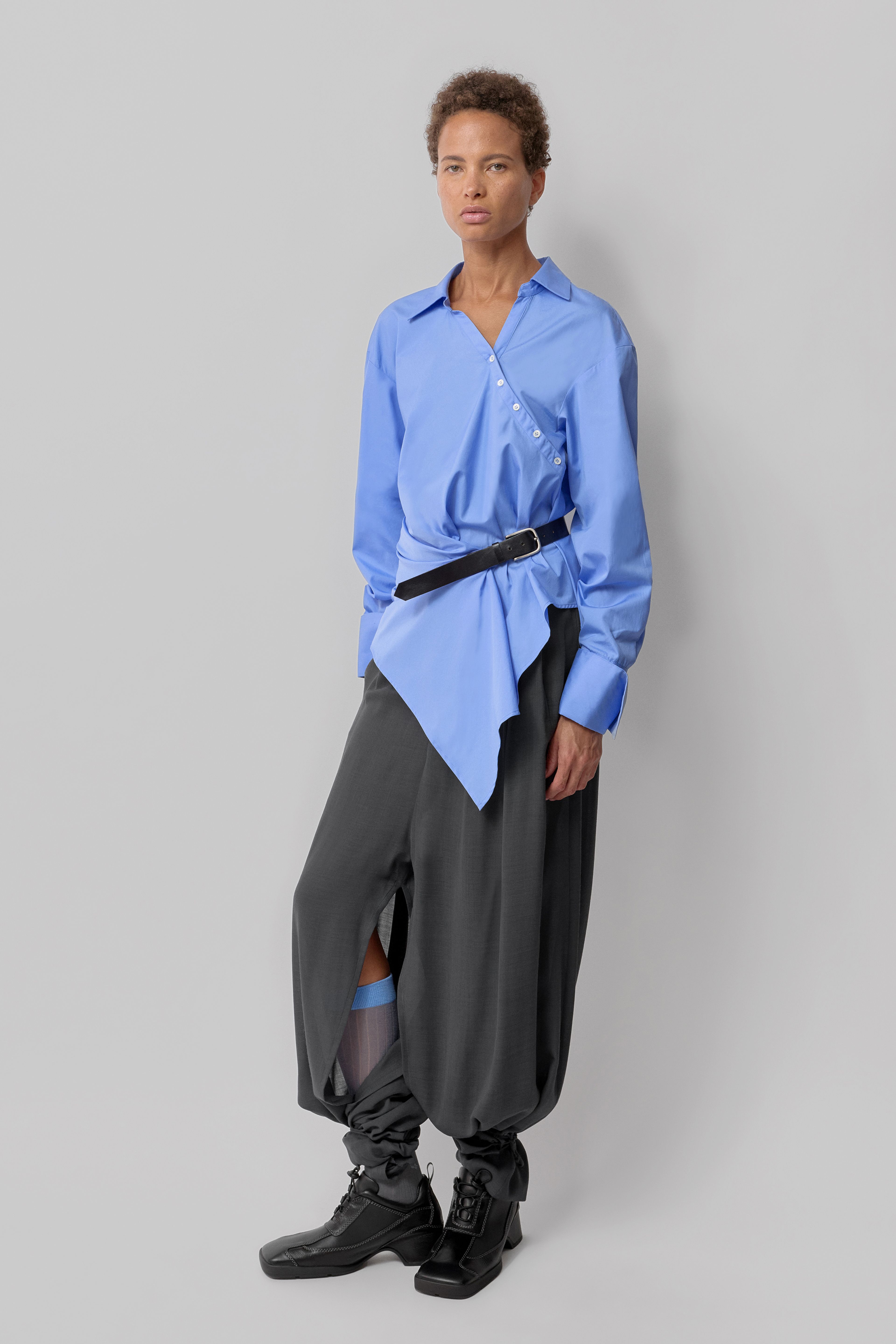 Calle Shirt - Blue Cotton | Miista | Designed & Handmade in Europe